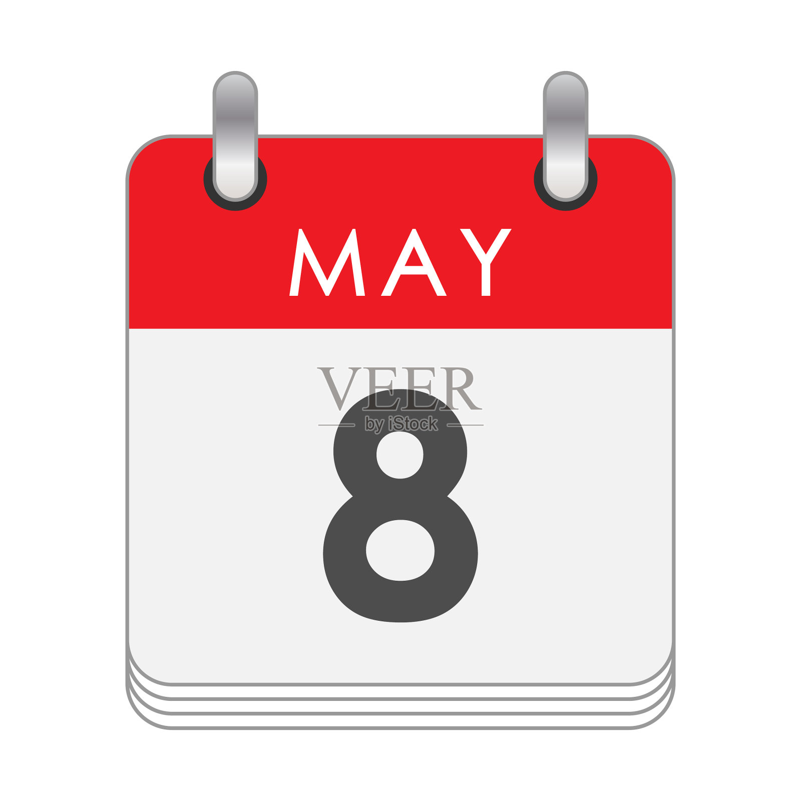 5月8日一页带日期的翻页日历设计元素图片