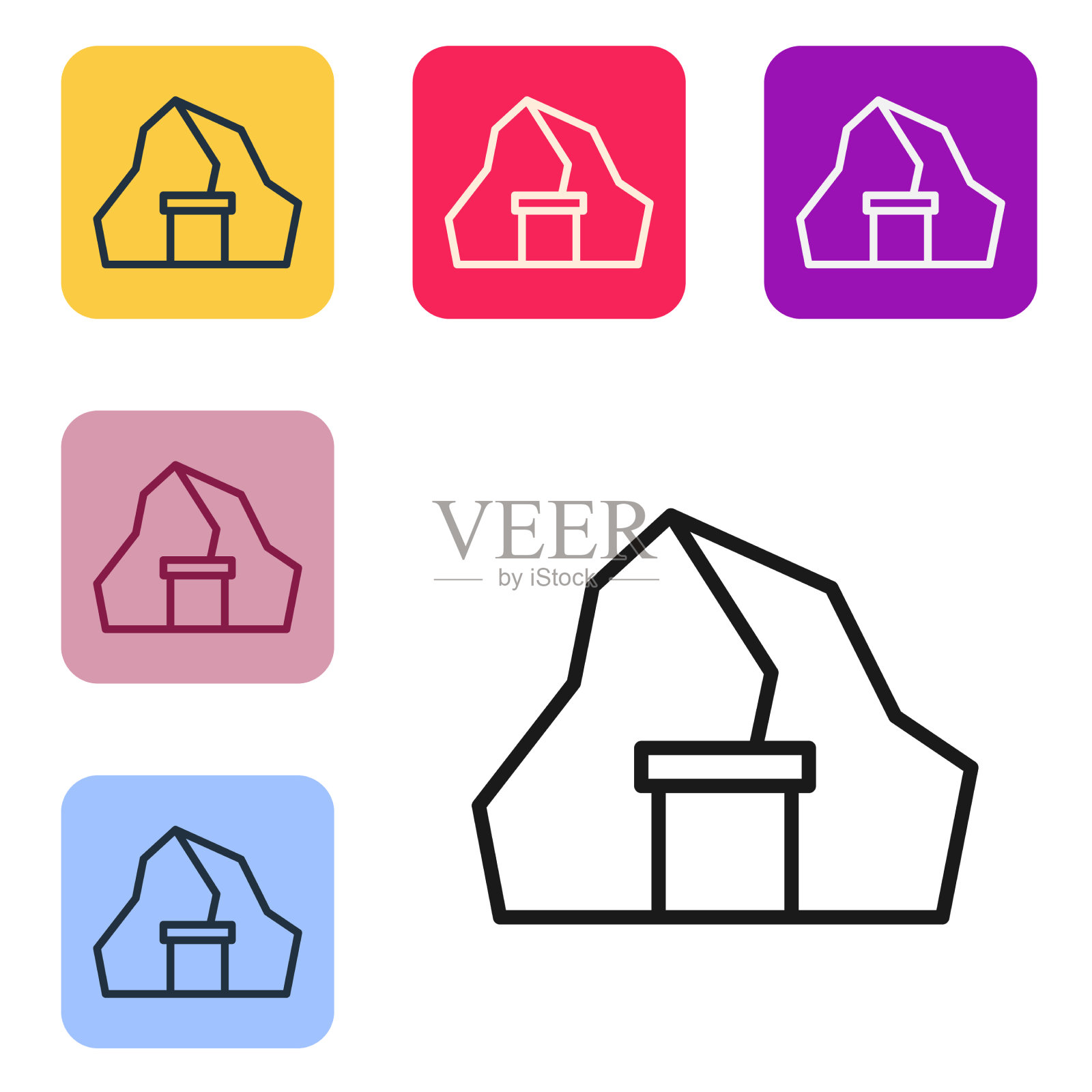 黑线金矿图标孤立在白色图标素材