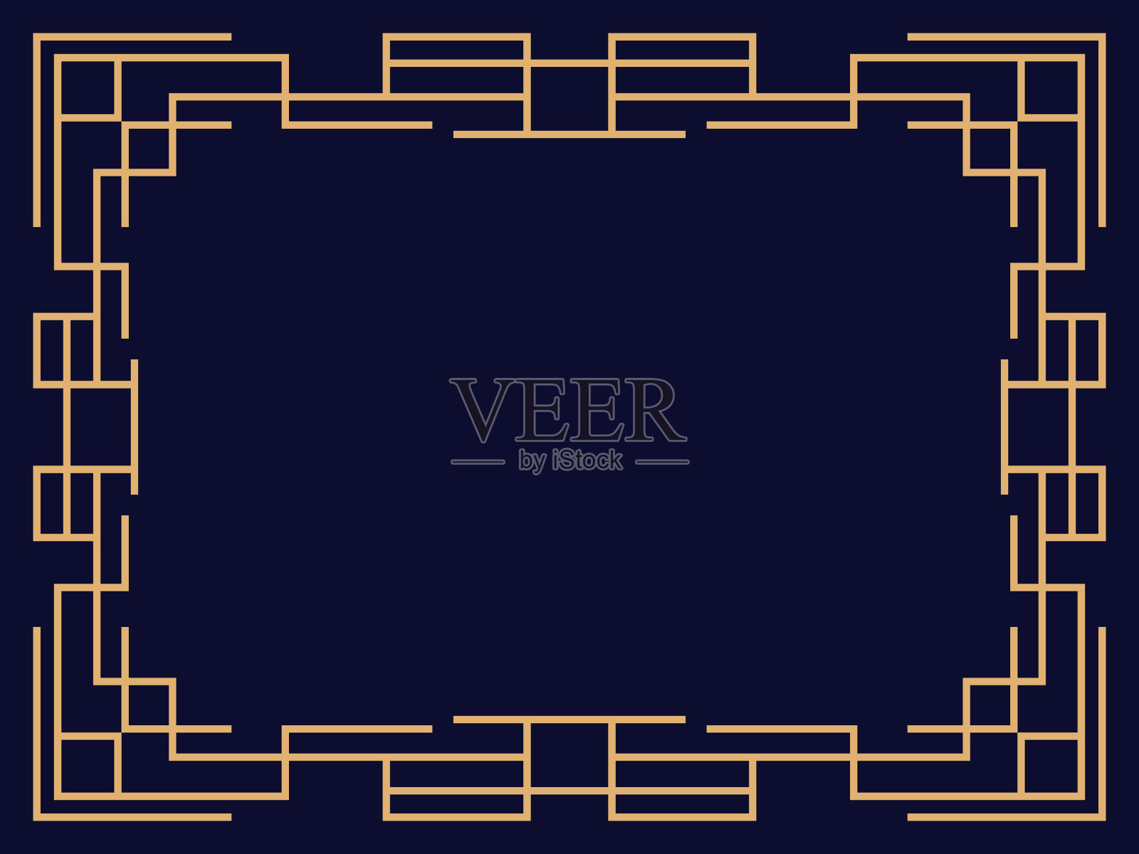 装饰艺术框架复古线性边界设计插画图片素材