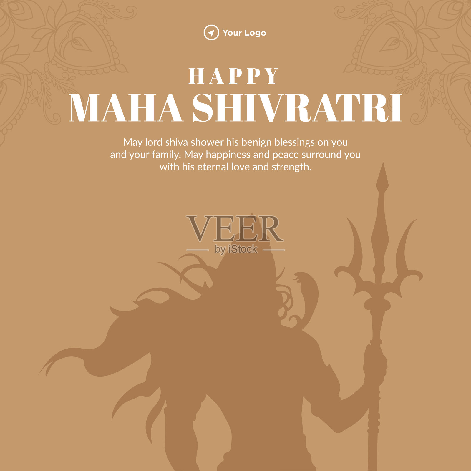 快乐的maha shivratri旗帜设计插画图片素材