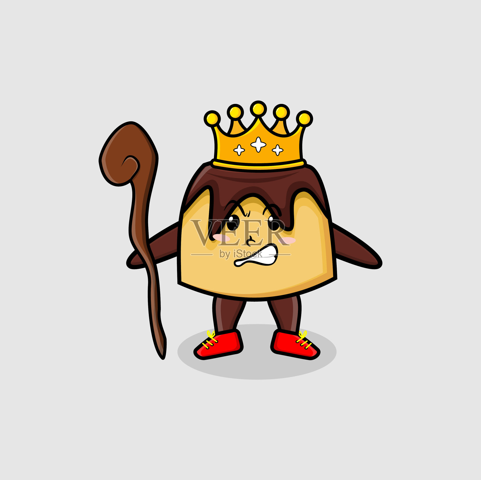 可爱的卡通蛋糕智慧国王与金色的皇冠插画图片素材