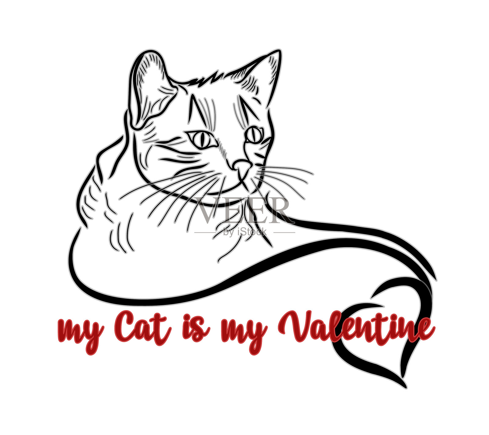 我的猫是我的情人节横幅插画图片素材