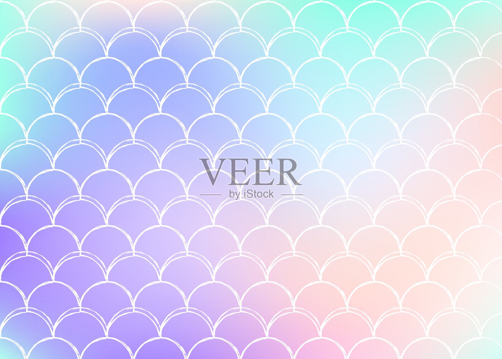 全息美人鱼背景与梯度尺度。插画图片素材