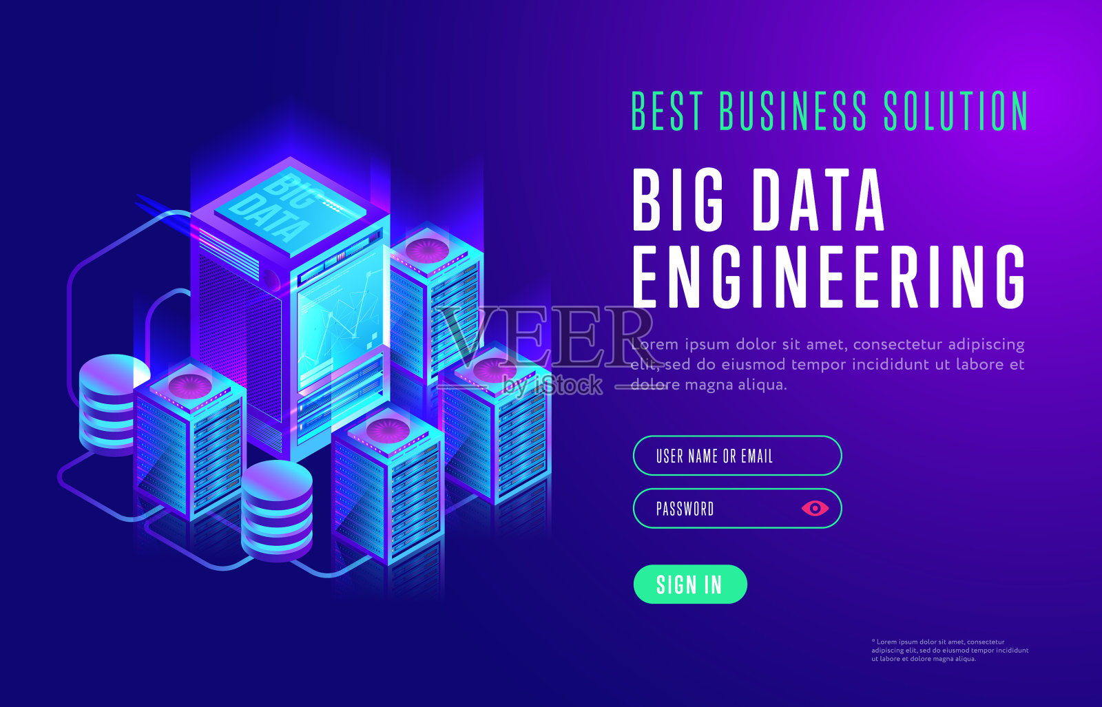 大数据工程登陆页面设计模板插画图片素材