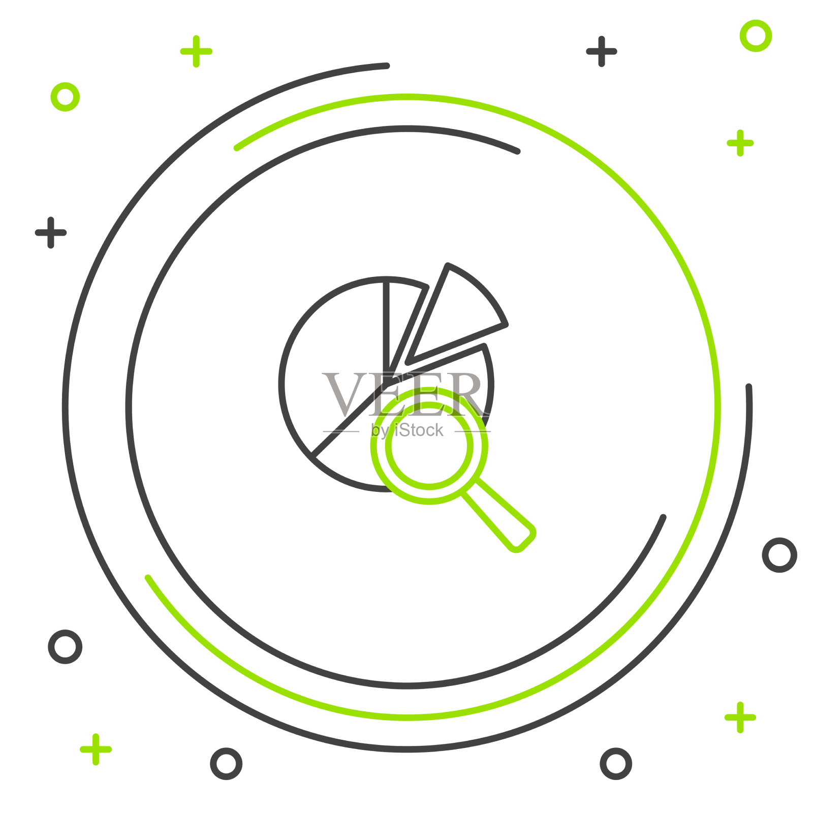 线条放大镜和数据分析图标插画图片素材