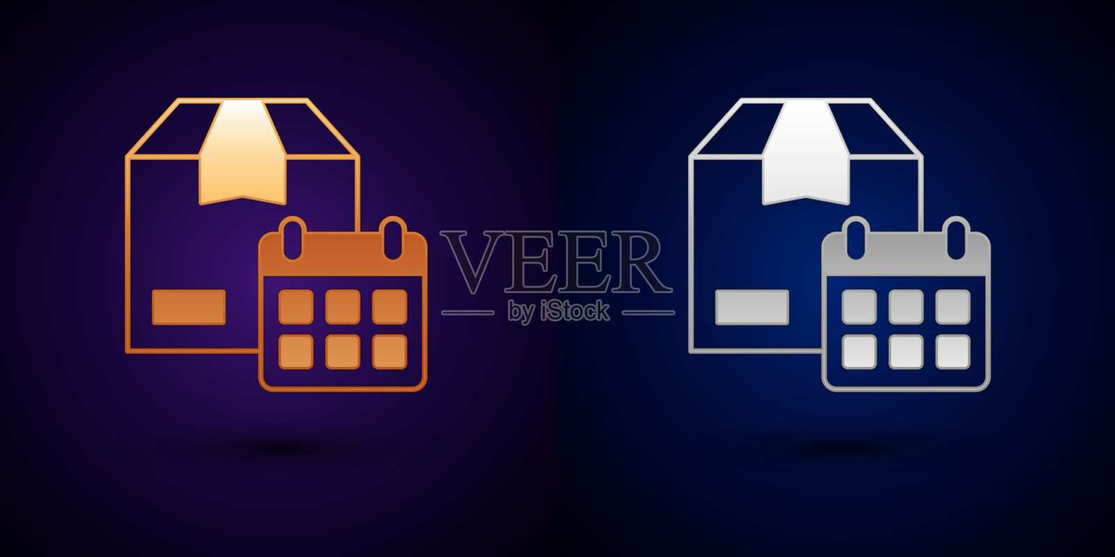 金银纸盒和快时间的纸盒插画图片素材