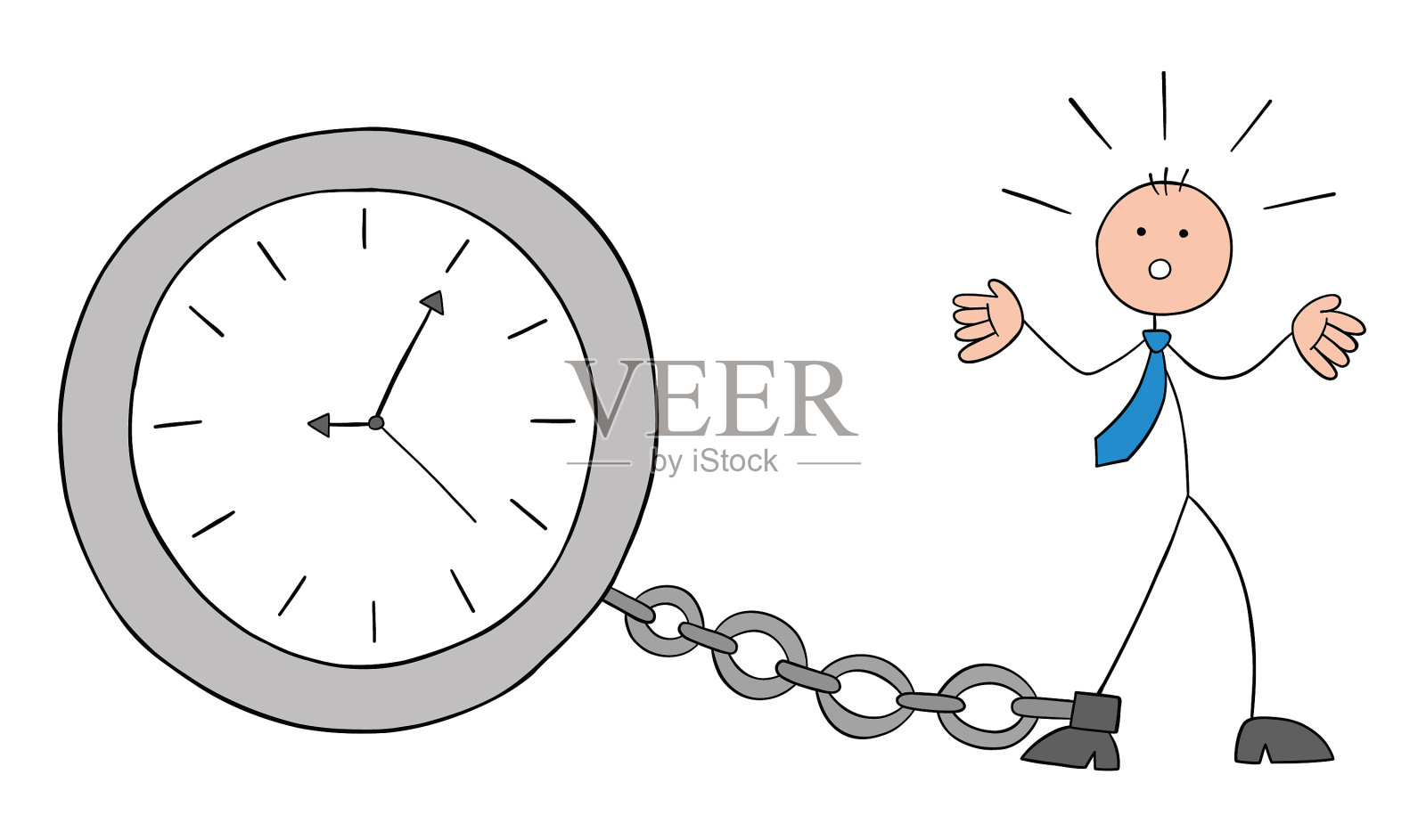 一个商人被绑在钟上设计元素图片