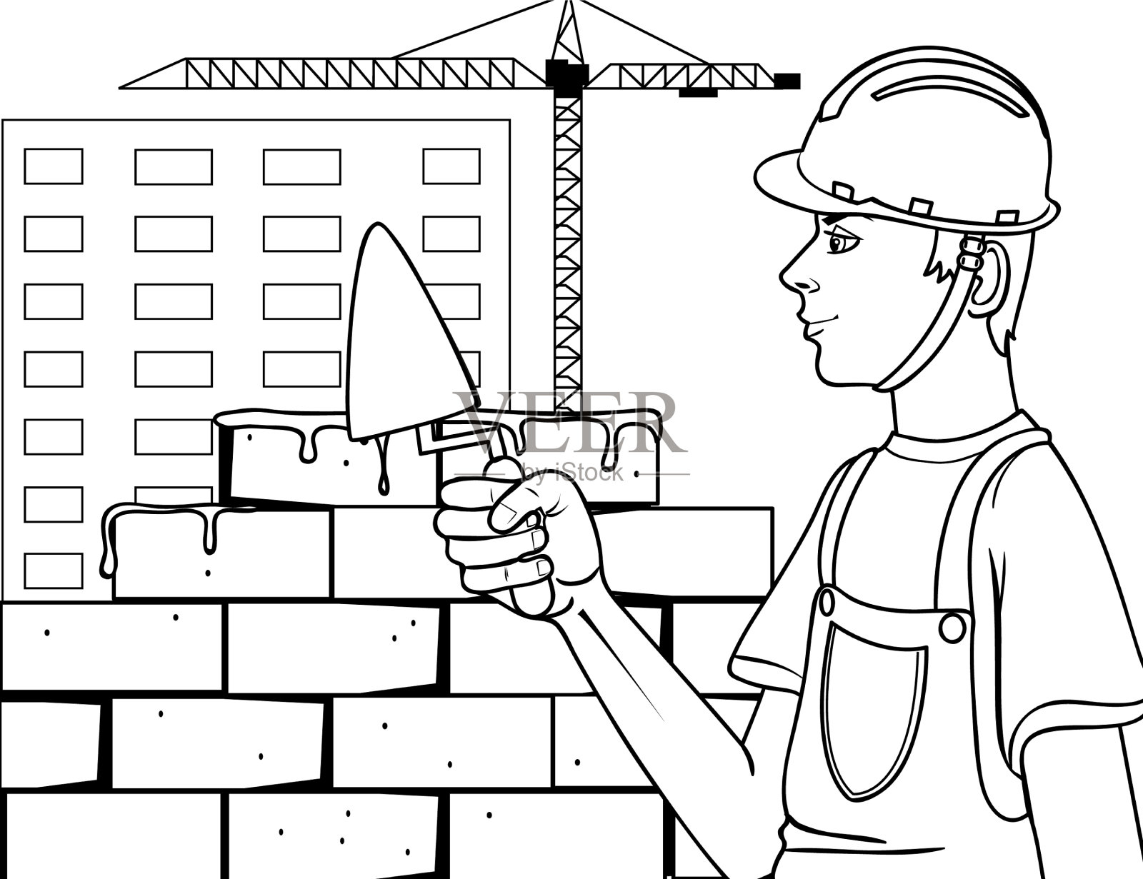 带抹刀轮廓的建造者设计元素图片