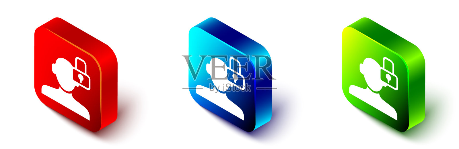 等距封闭人格图标孤立插画图片素材