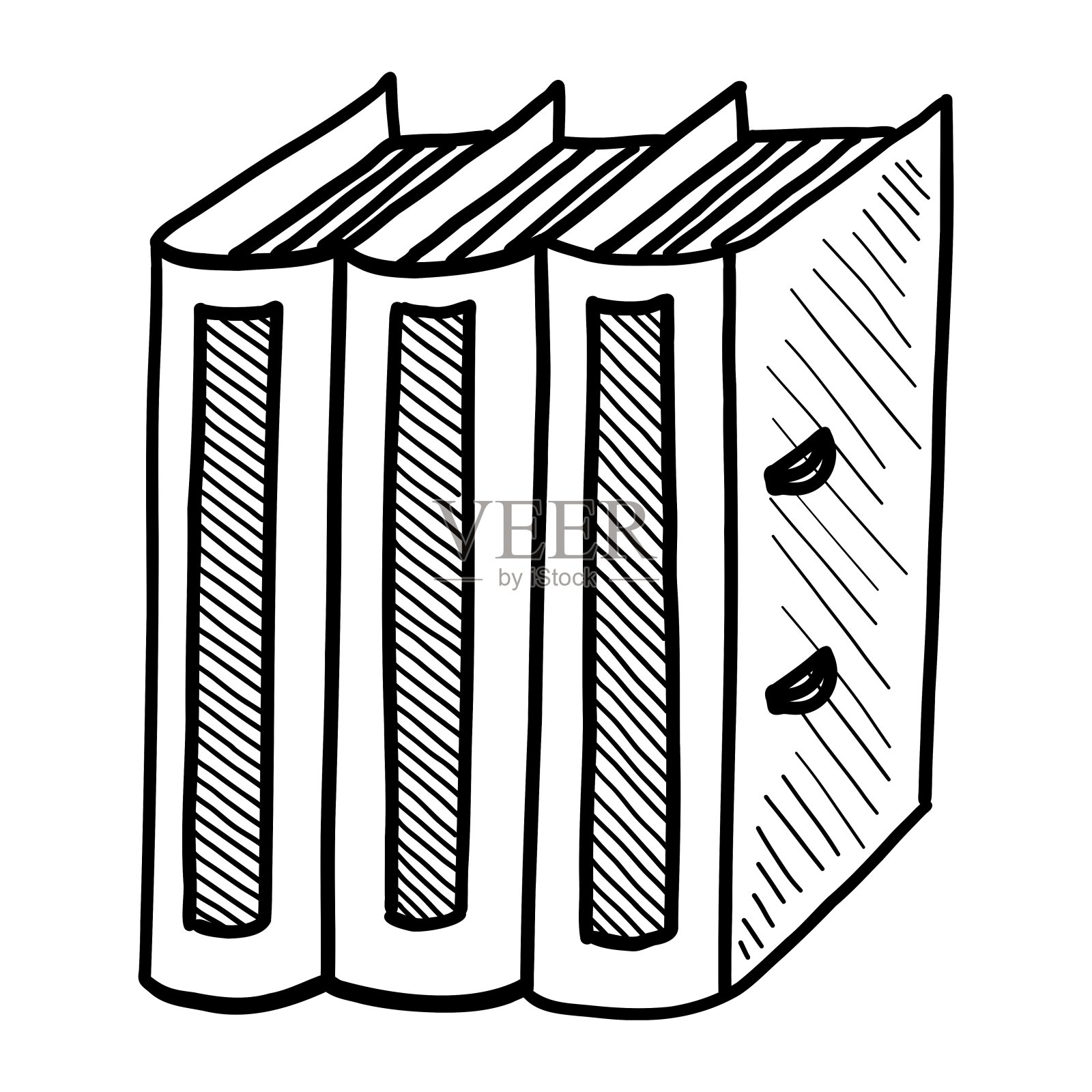 文件夹的矢量插图，文档隔离在白色背景上。手绘涂鸦插画图片素材