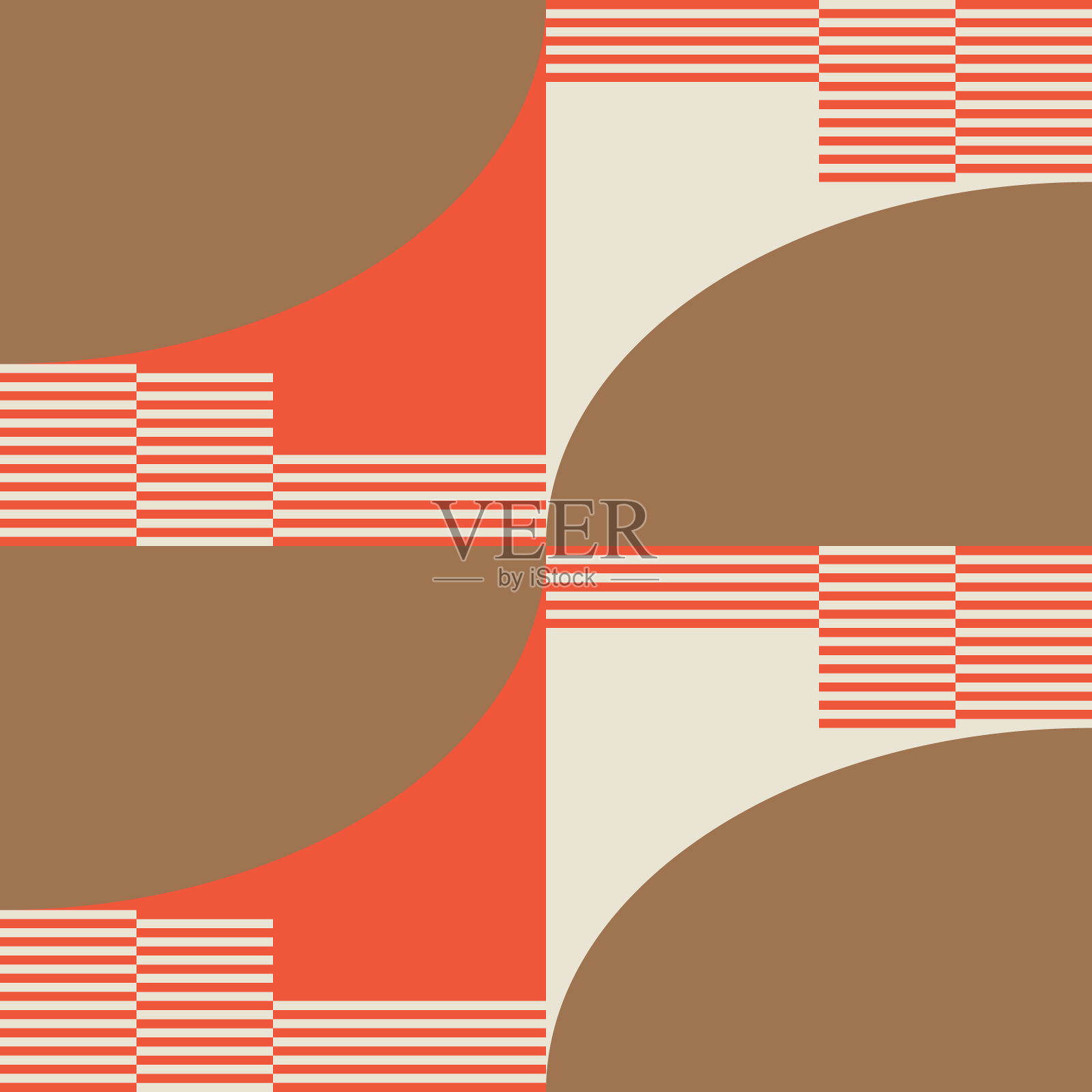 现代矢量抽象几何背景与圆，矩形，正方形和条纹在复古包豪斯风格。柔和的颜色插画图片素材