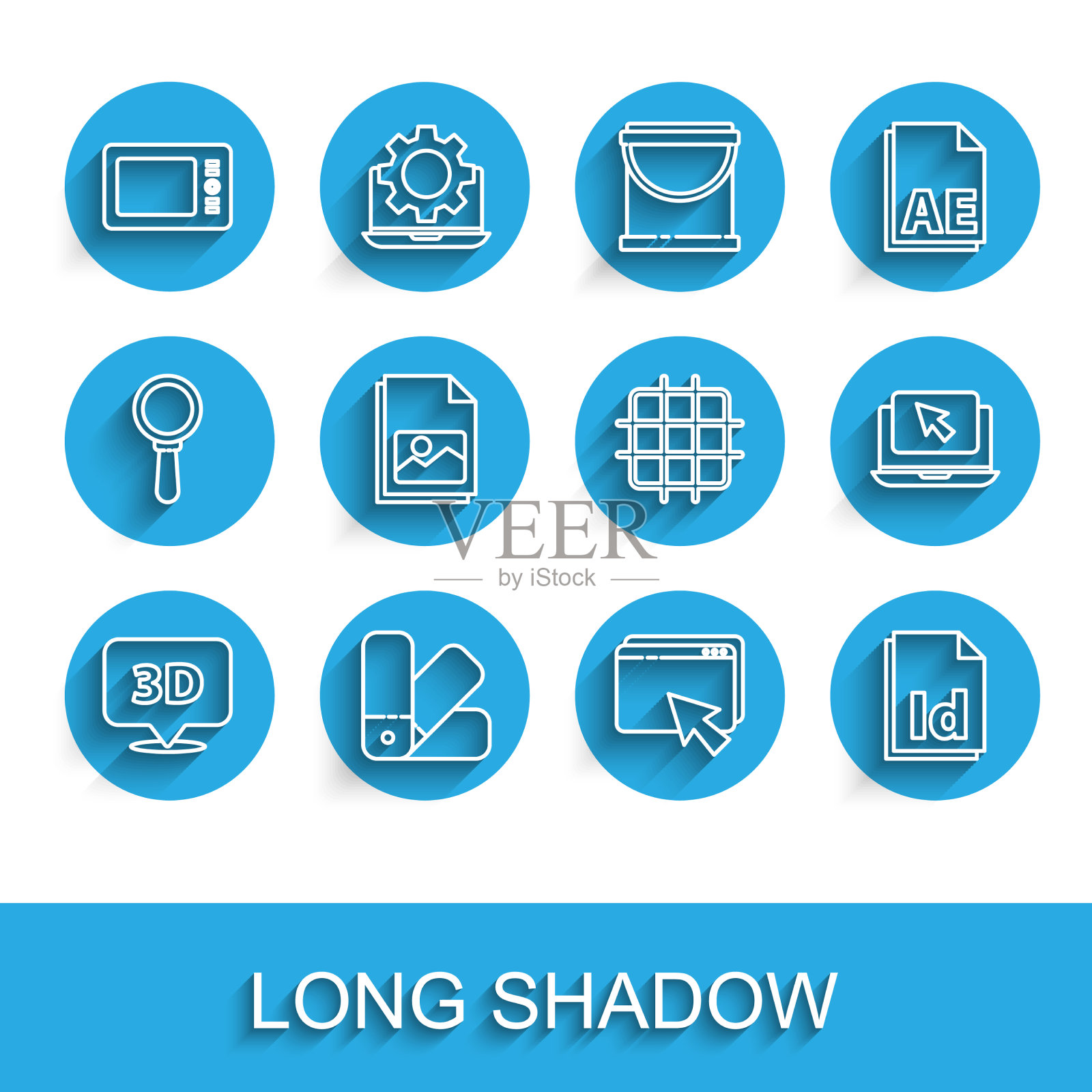 设置线语音气泡与文本3d调色板图标素材