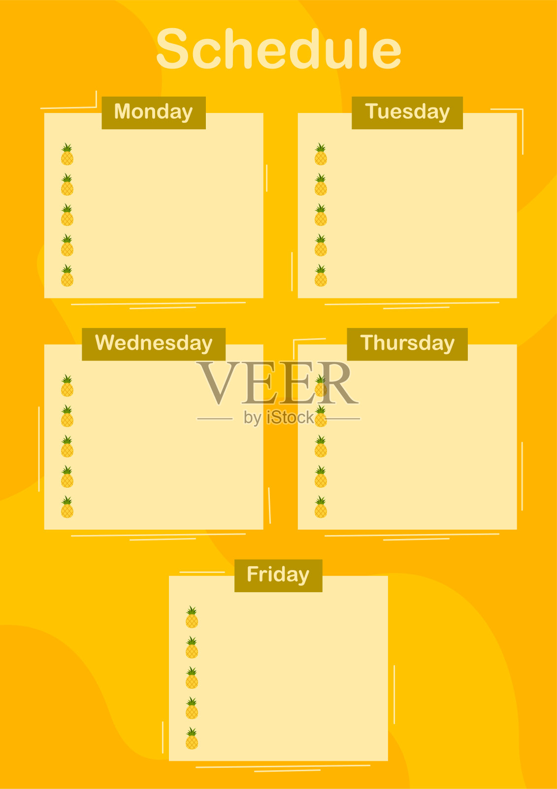 每日和每周计划与菠萝插画图片素材