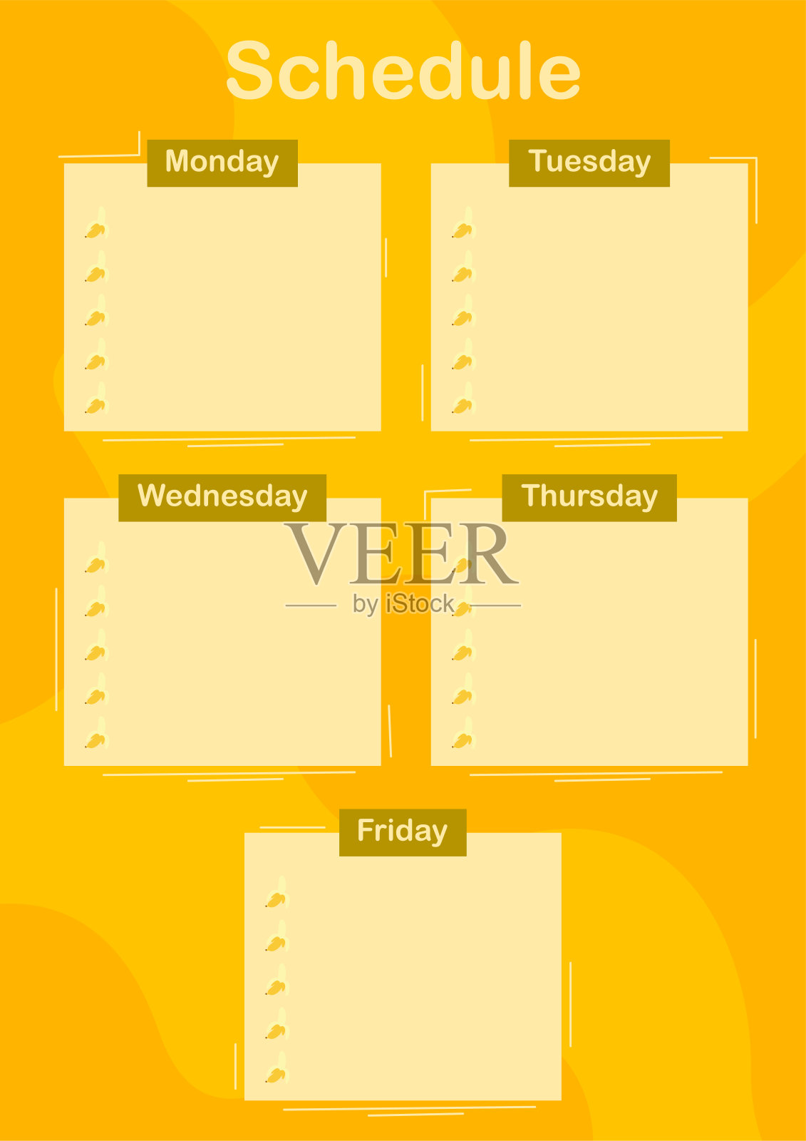 每日和每周计划与香蕉插画图片素材