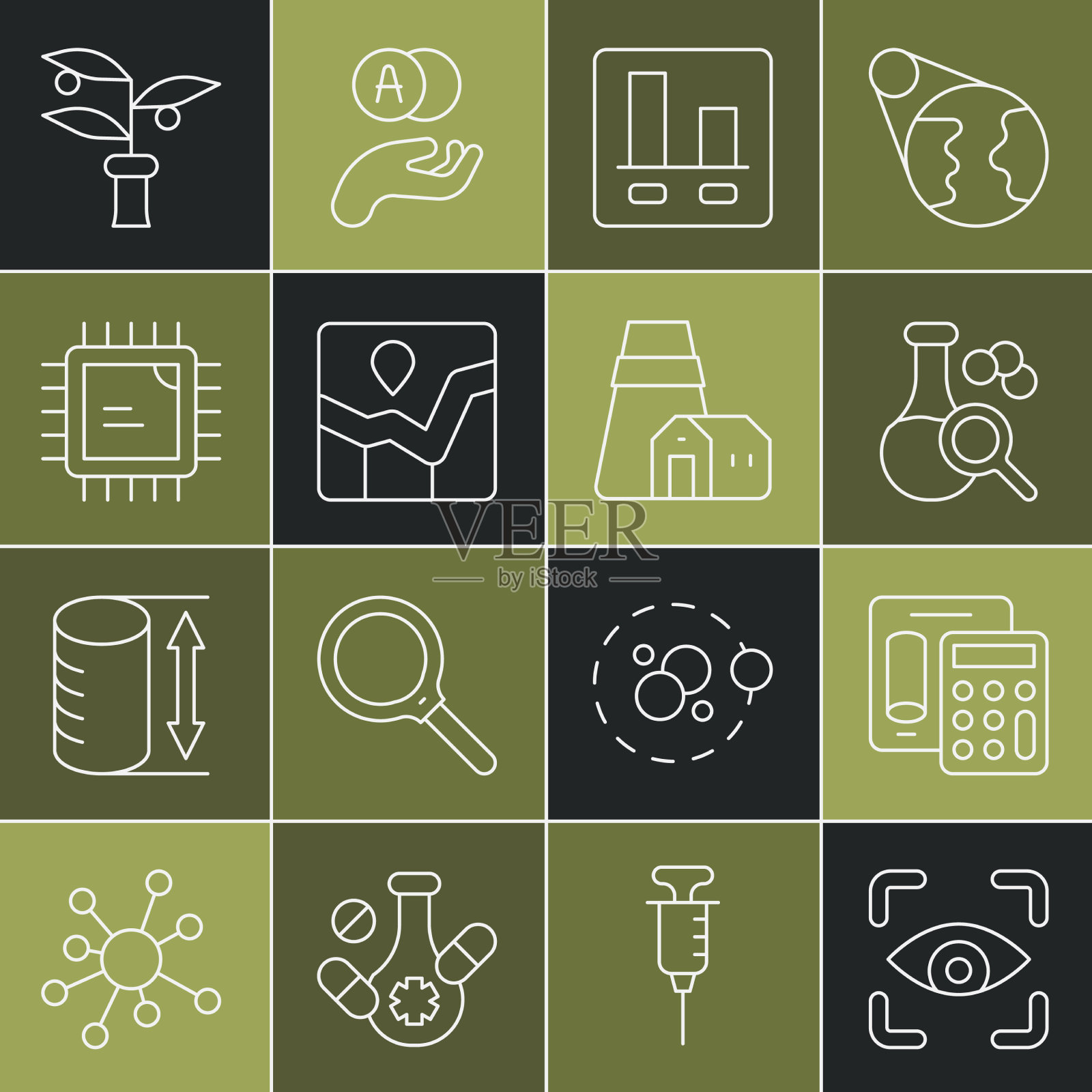 设置线眼扫描计算器试管图图标素材