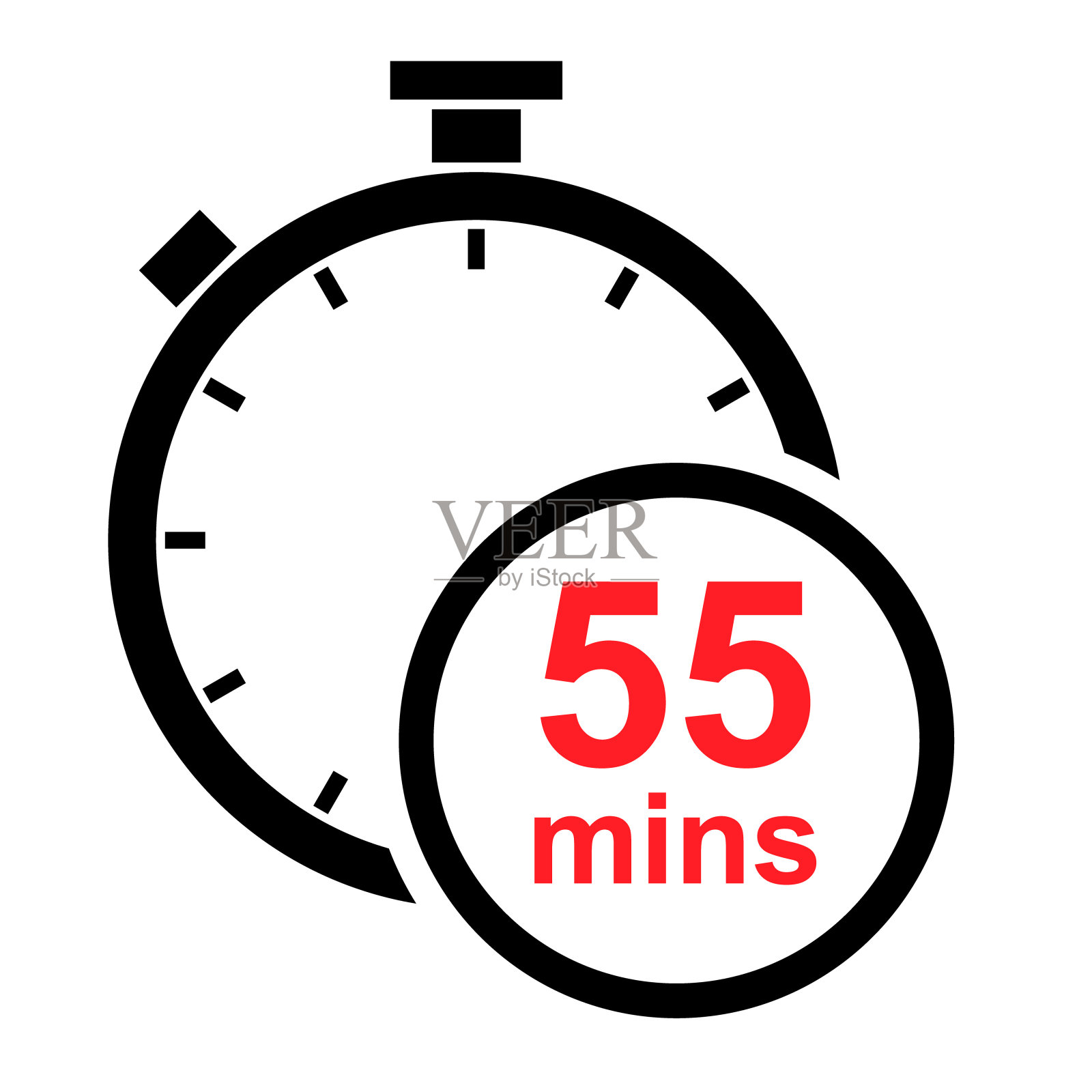 计时器运动图标，秒表数字图形符号，时间圆符号矢量插图按钮。启停测量插画图片素材