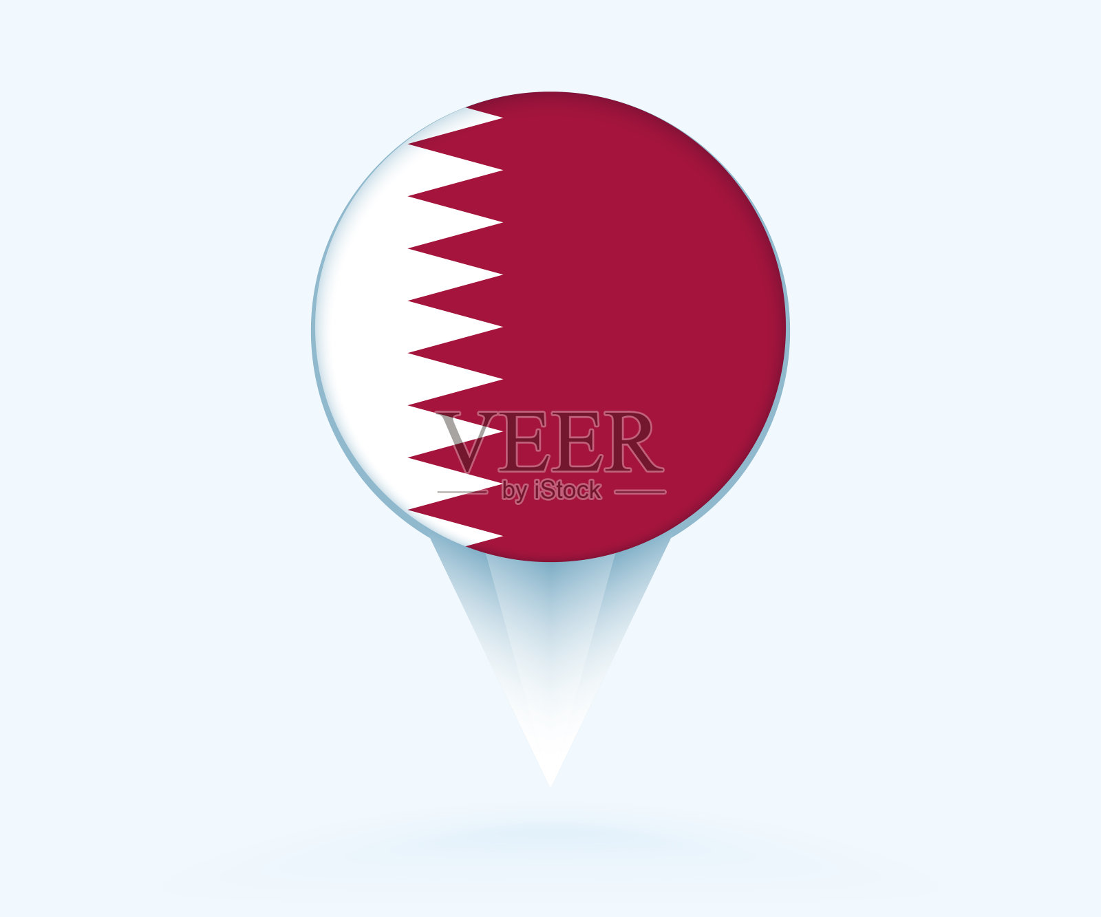 带有卡塔尔国旗的地图指针。插画图片素材