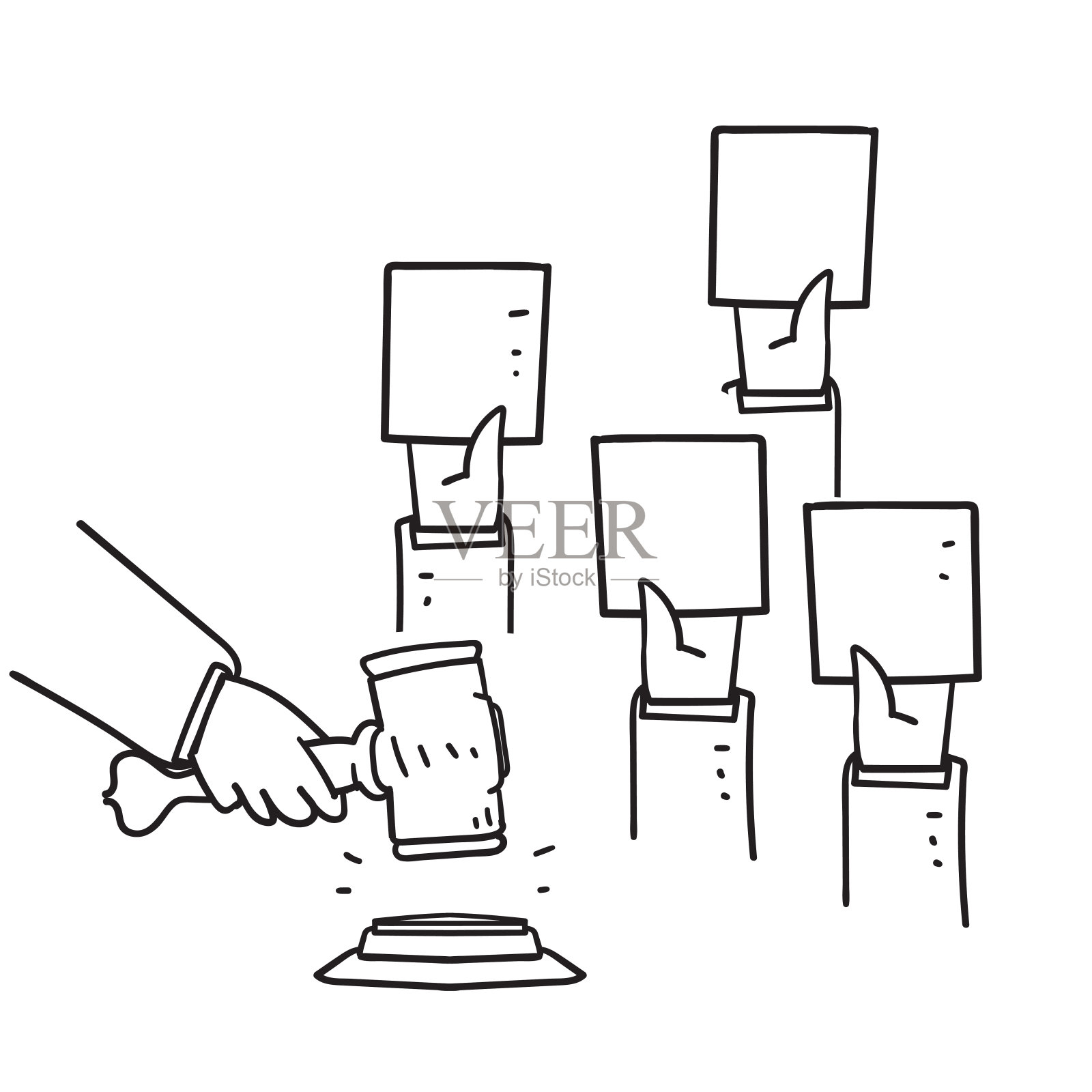 手绘涂鸦拍卖投票插画矢量素材插画图片素材