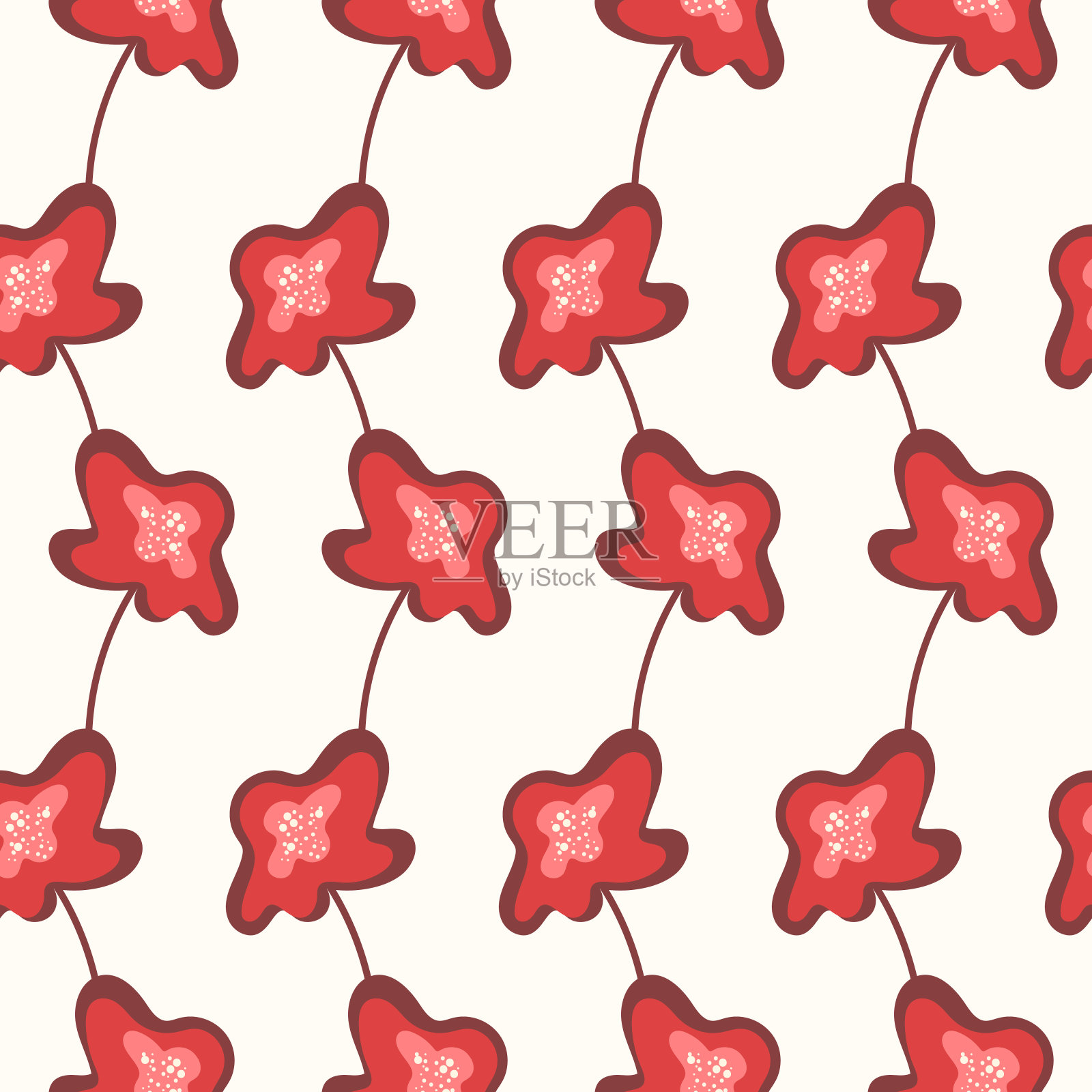 基于传统民间艺术装饰的无缝花卉图案。色彩斑斓的花朵在明亮的背景下。北欧风格。瑞典北欧风格。矢量插图。简单的简约的模式插画图片素材