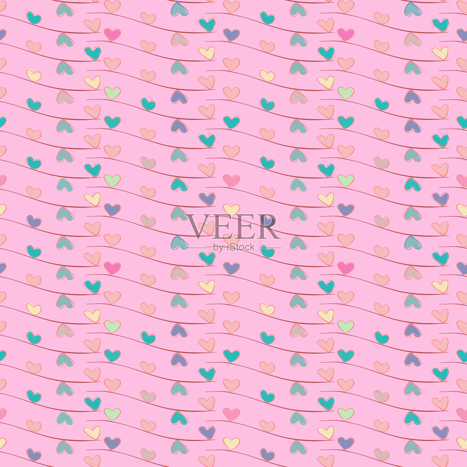 矢量爱情符号图案，搭配时尚心型插画图片素材