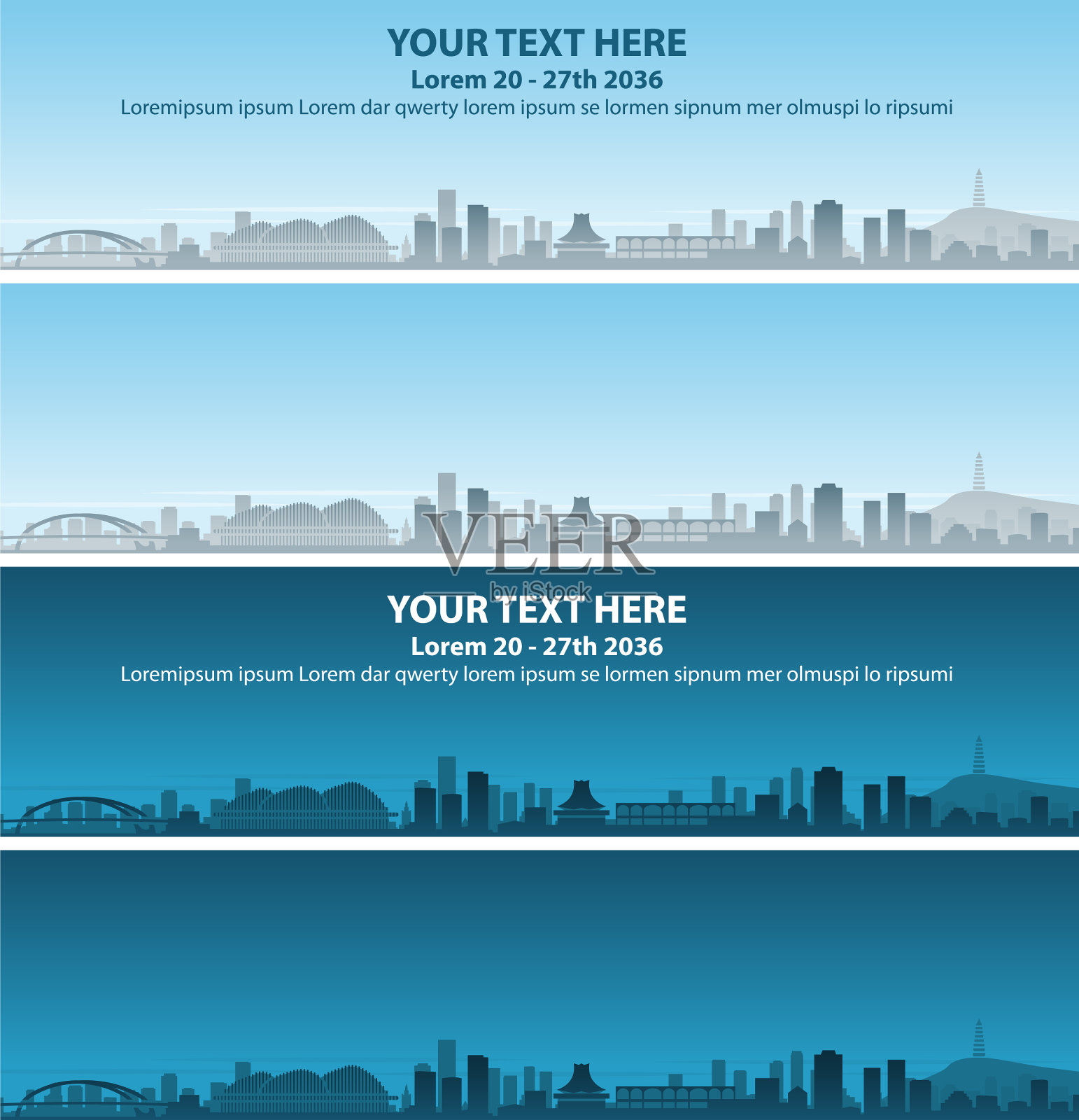 南宁天际线简介活动横幅插画图片素材