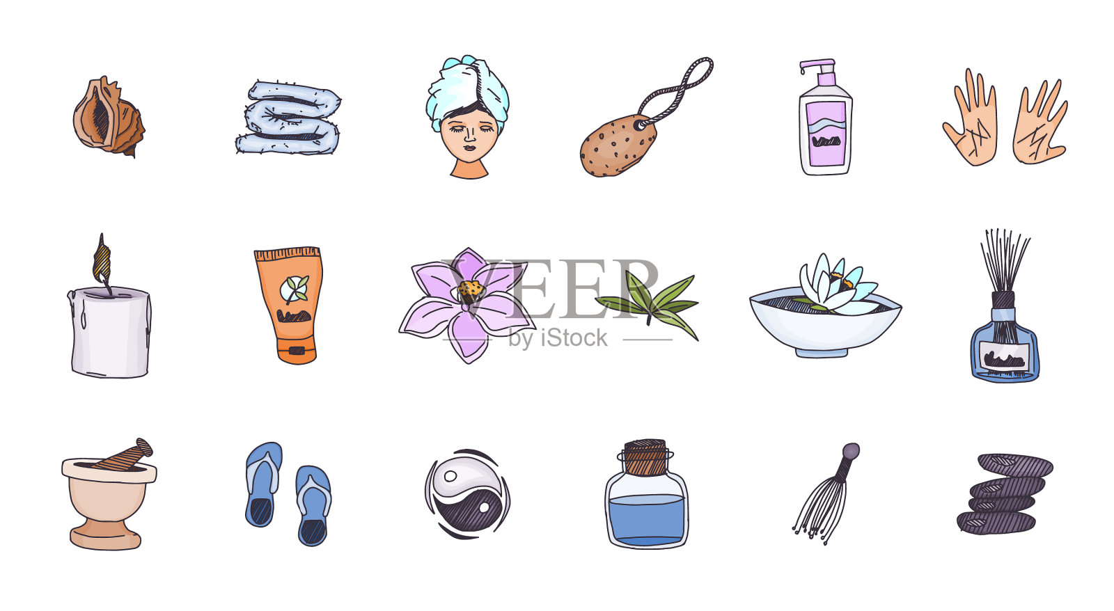 Spa按摩放松画涂鸦简单新图标素材