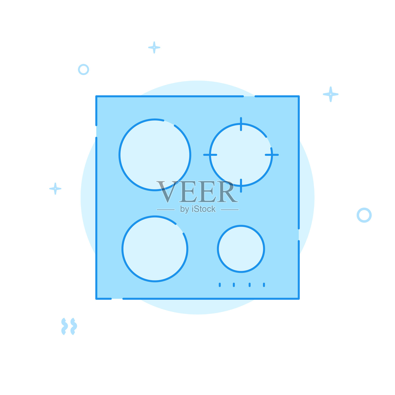 滚刀平面矢量图标。线条样式。蓝色的单色的设计。可编辑的中风插画图片素材