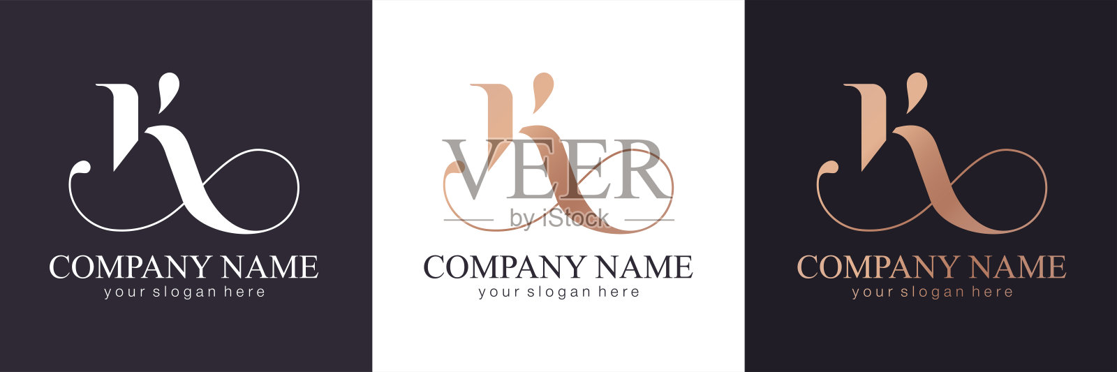 K字母字母组合。优雅奢华K。书法风格。矢量设计。豪华的线性创意字母组合。插画图片素材