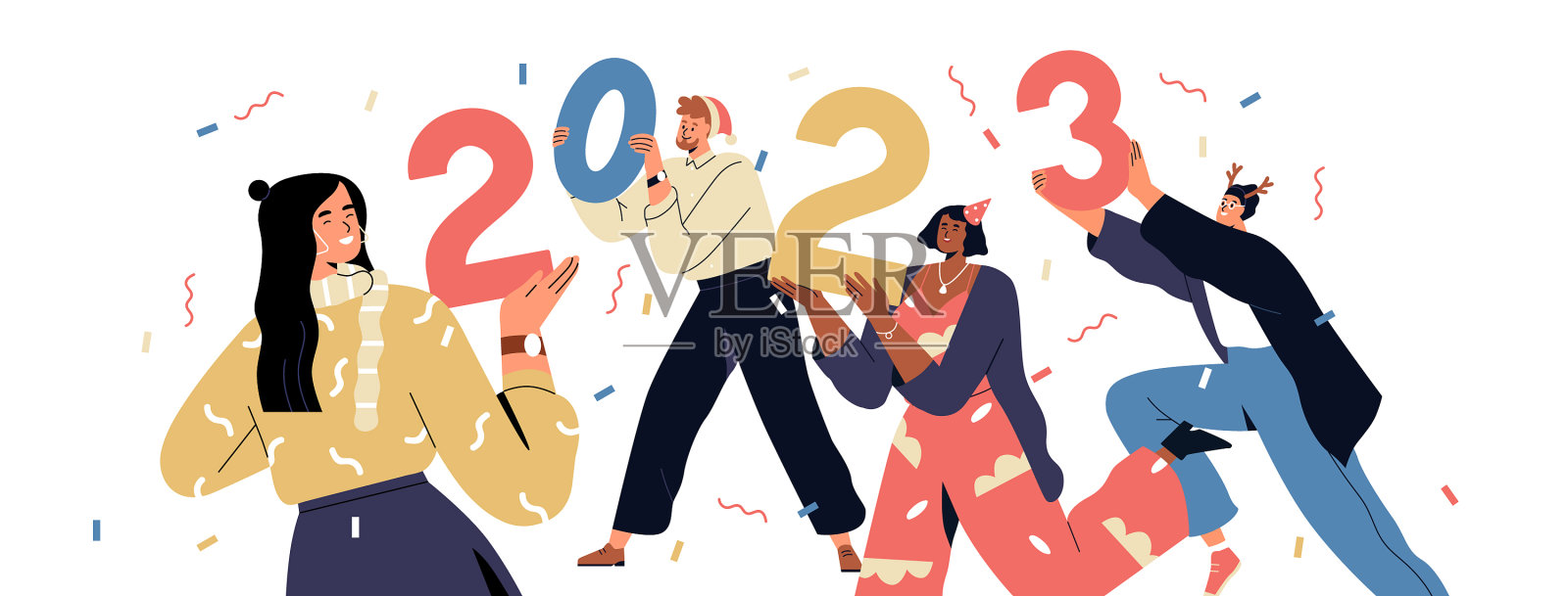 人们手里拿着2023个新年数字设计元素图片