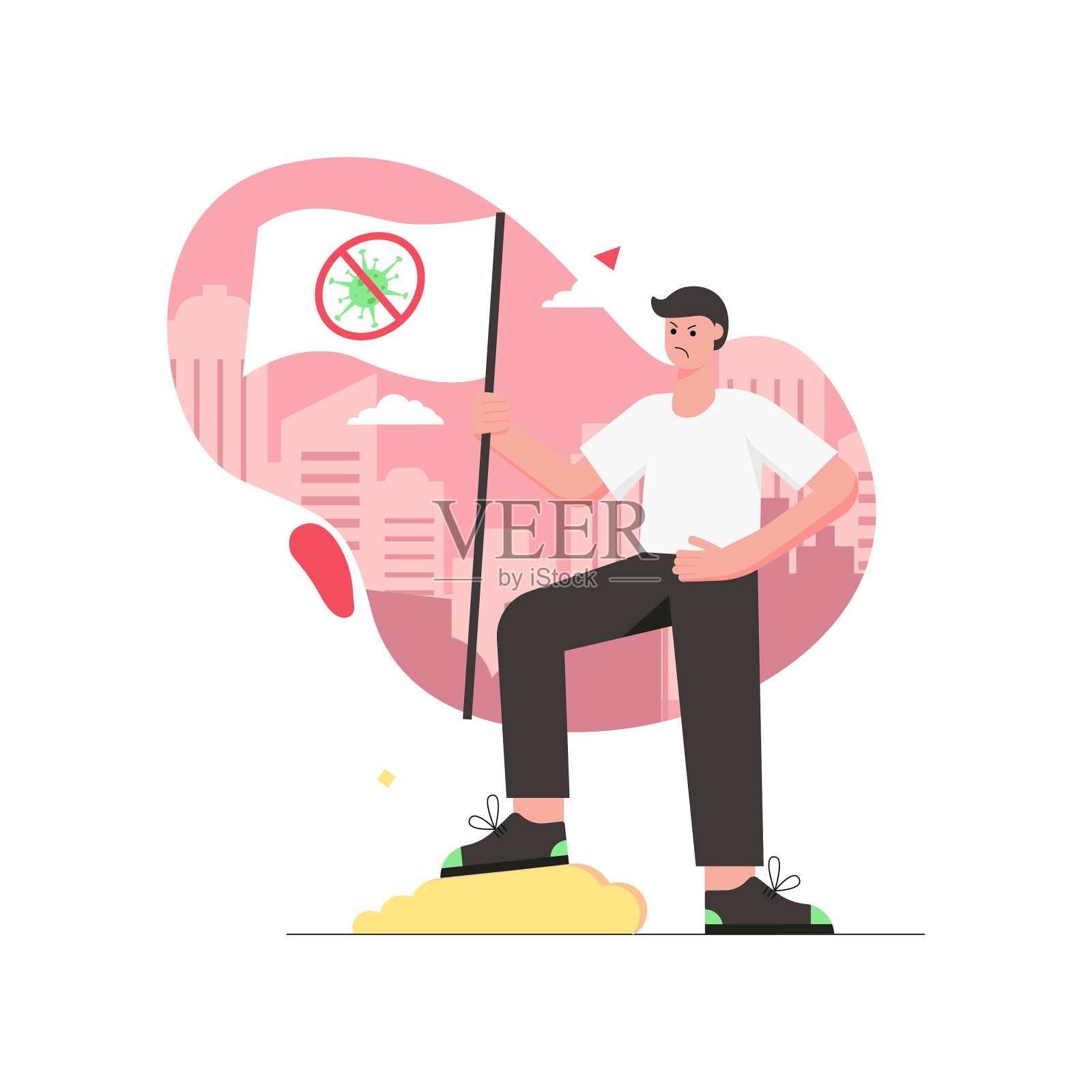 冠状病毒感染疾病现代扁平化概念设计元素图片