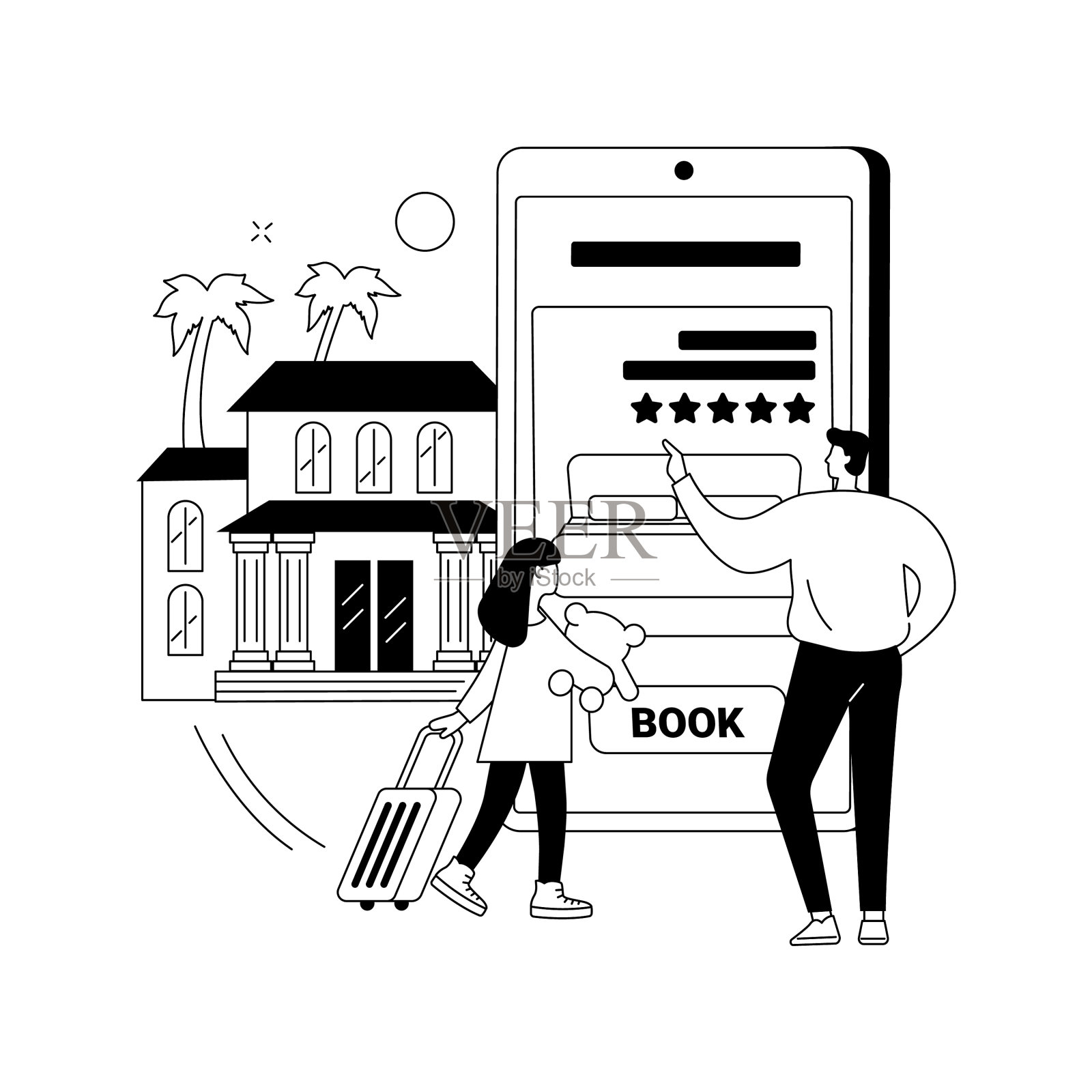 网上预订服务是抽象的概念设计元素图片