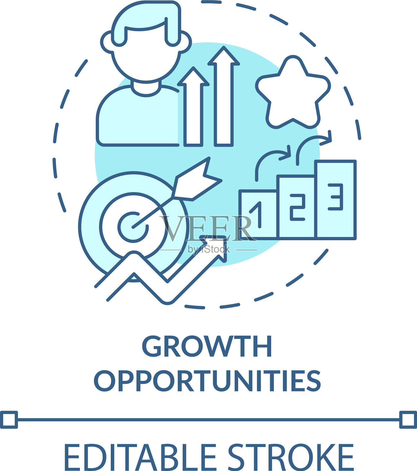 成长机会蓝绿色概念图标插画图片素材