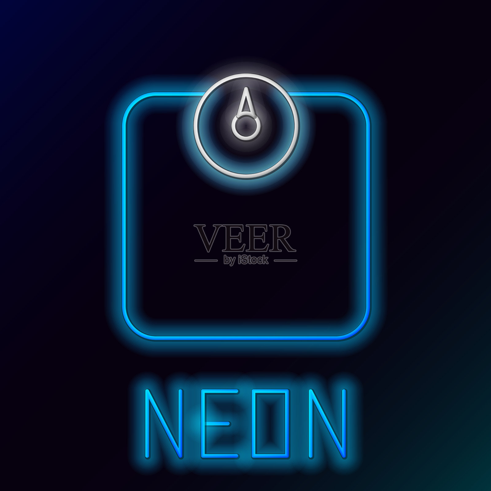 发光的霓虹灯线浴室磅秤图标孤立上插画图片素材