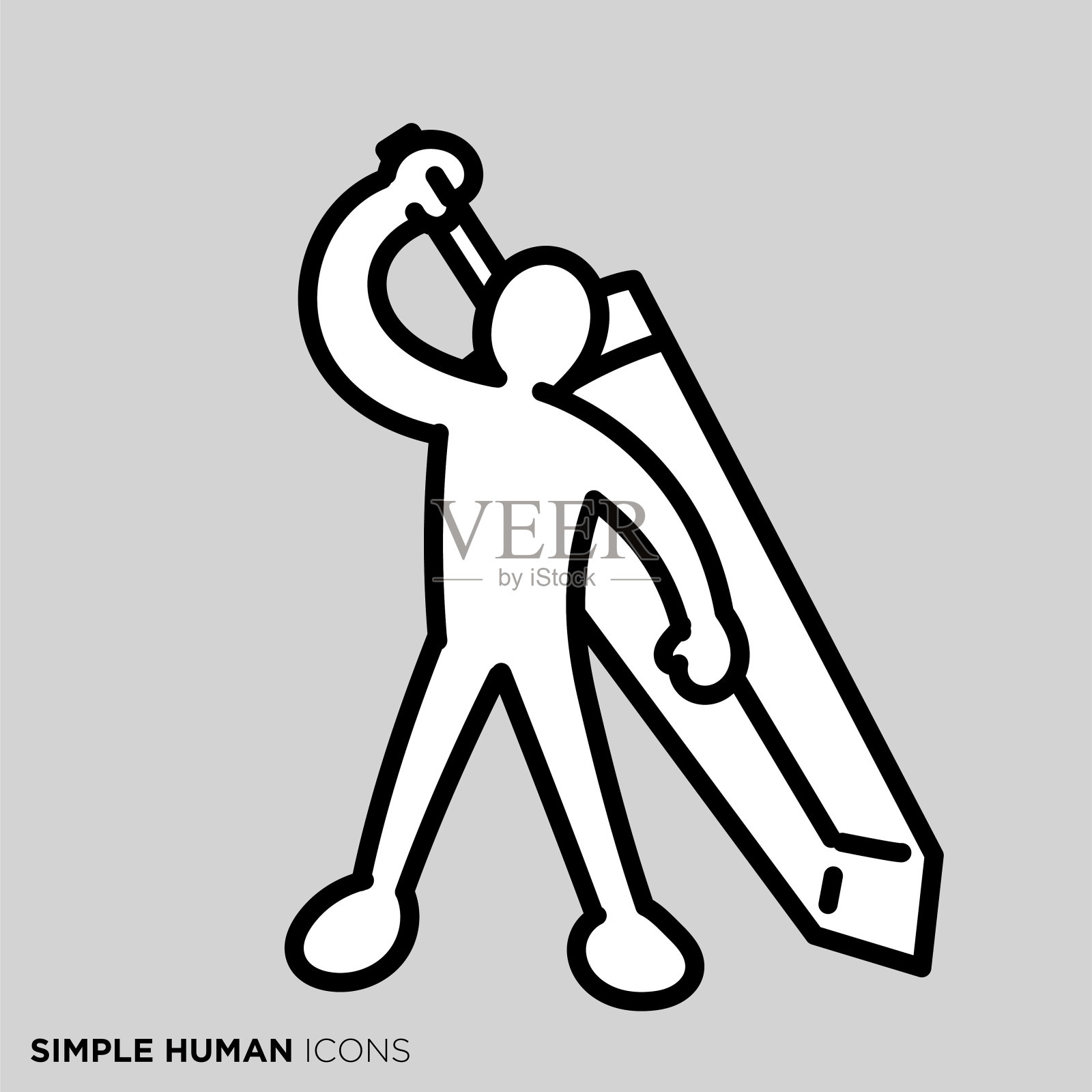 简单的人类图标系列“手持大剑的人”插画图片素材