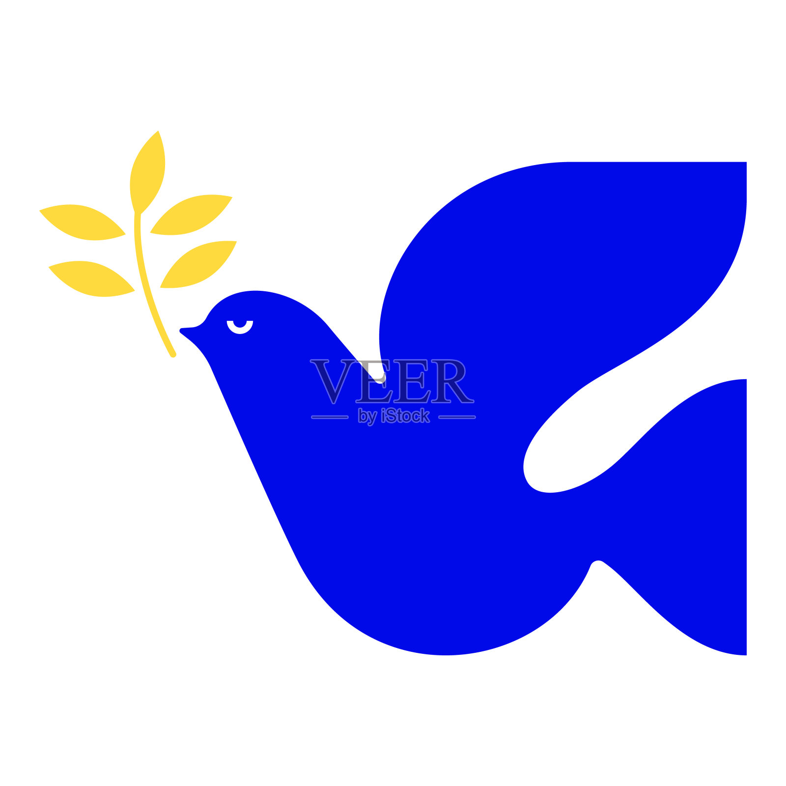 橄榄枝造型的鸽子插画图片素材