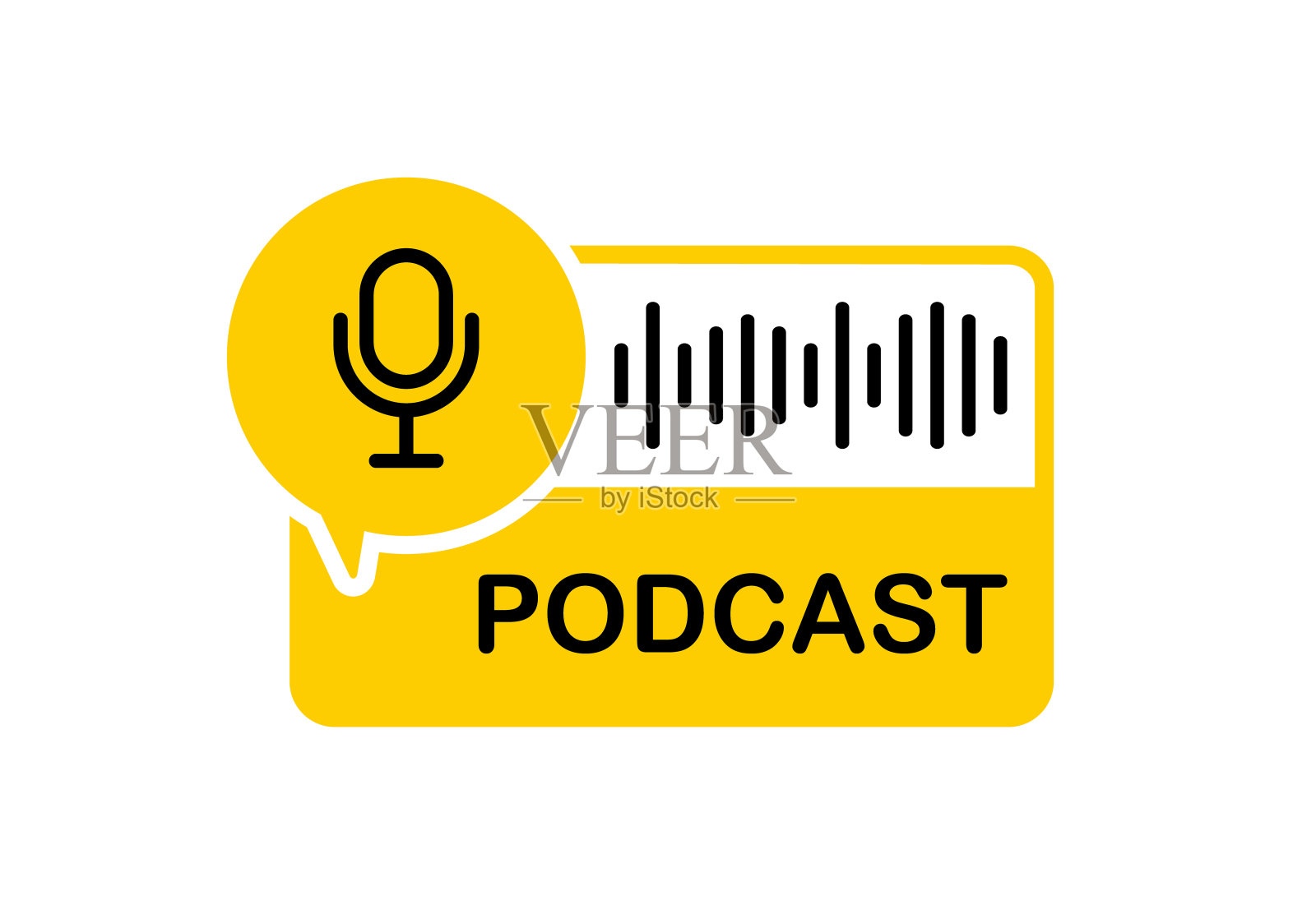 播客的标志。麦克风图标。播客广播图标。演播室麦克风与网络广播。音频记录的概念。矢量插图。图标素材