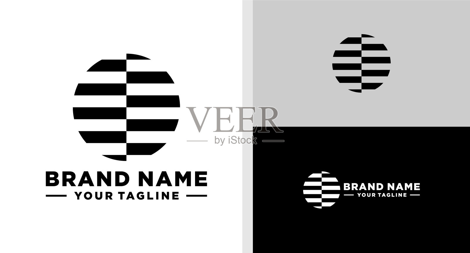 标志圆圈波字母独特可编辑。插画图片素材