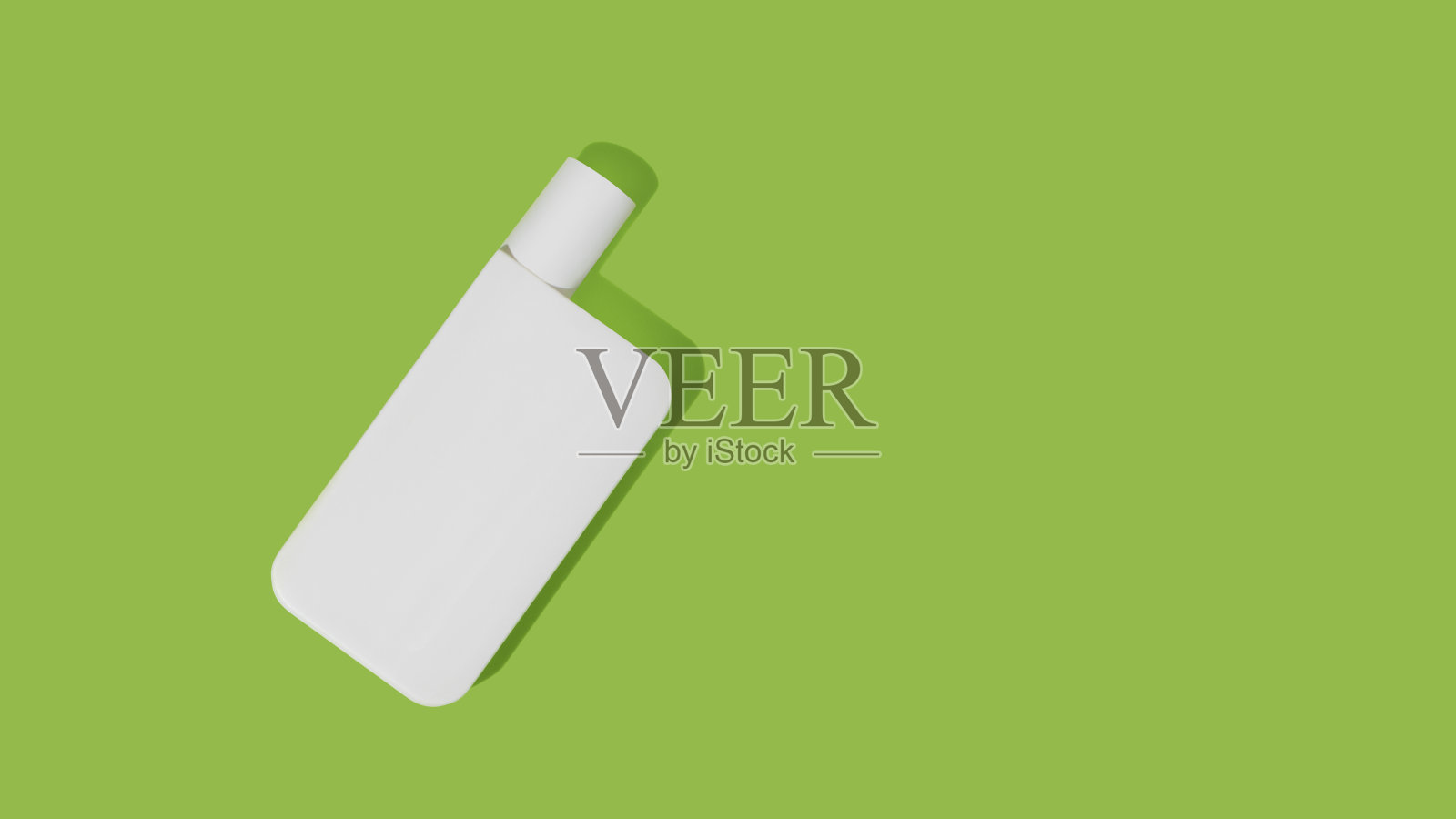 管在绿色背景。防晒霜瓶。模型。照片摄影图片