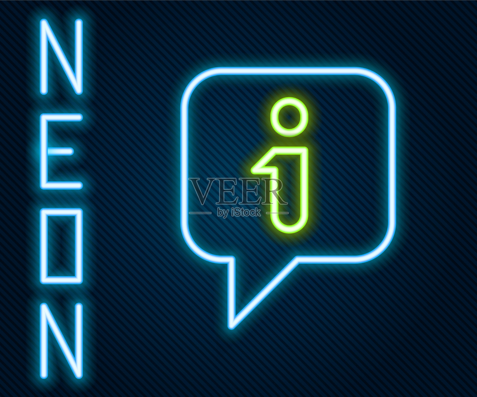 发光的霓虹灯线信息图标孤立上插画图片素材