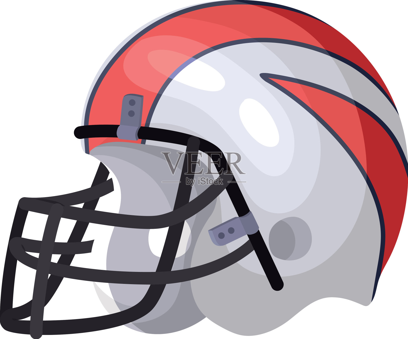 红色的橄榄球头盔插画图片素材