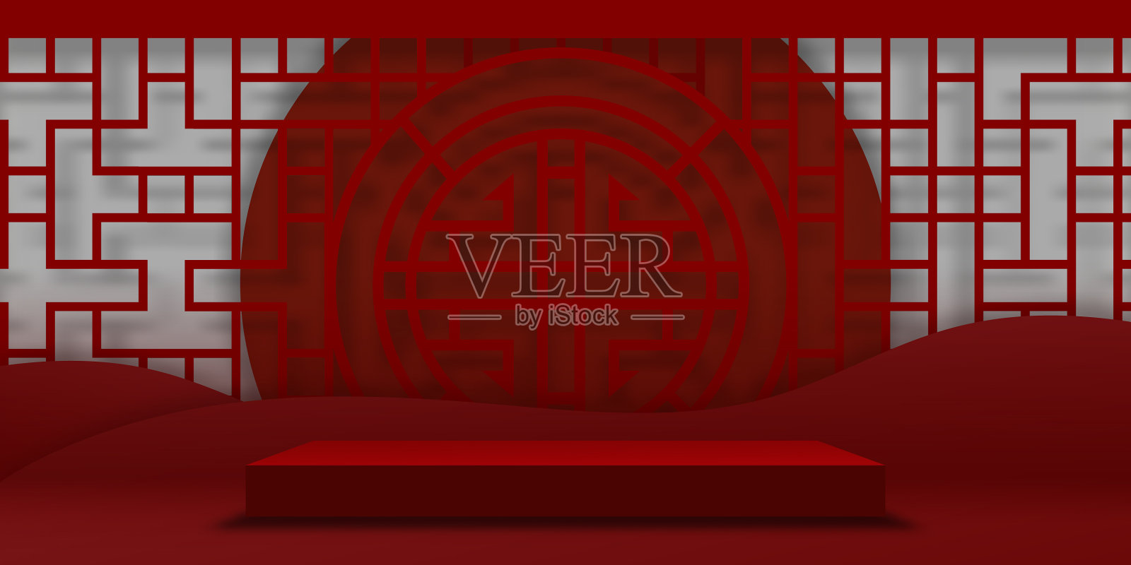 中国新年背景演播室讲台插画图片素材