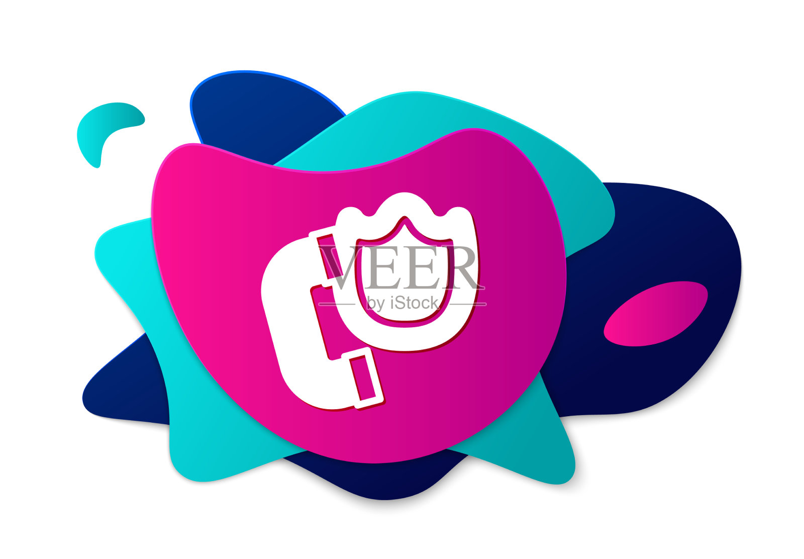 彩色电话听筒与安全盾图标图标素材