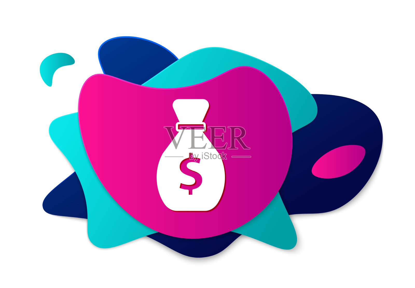 彩色旧钱袋图标孤立在白色插画图片素材