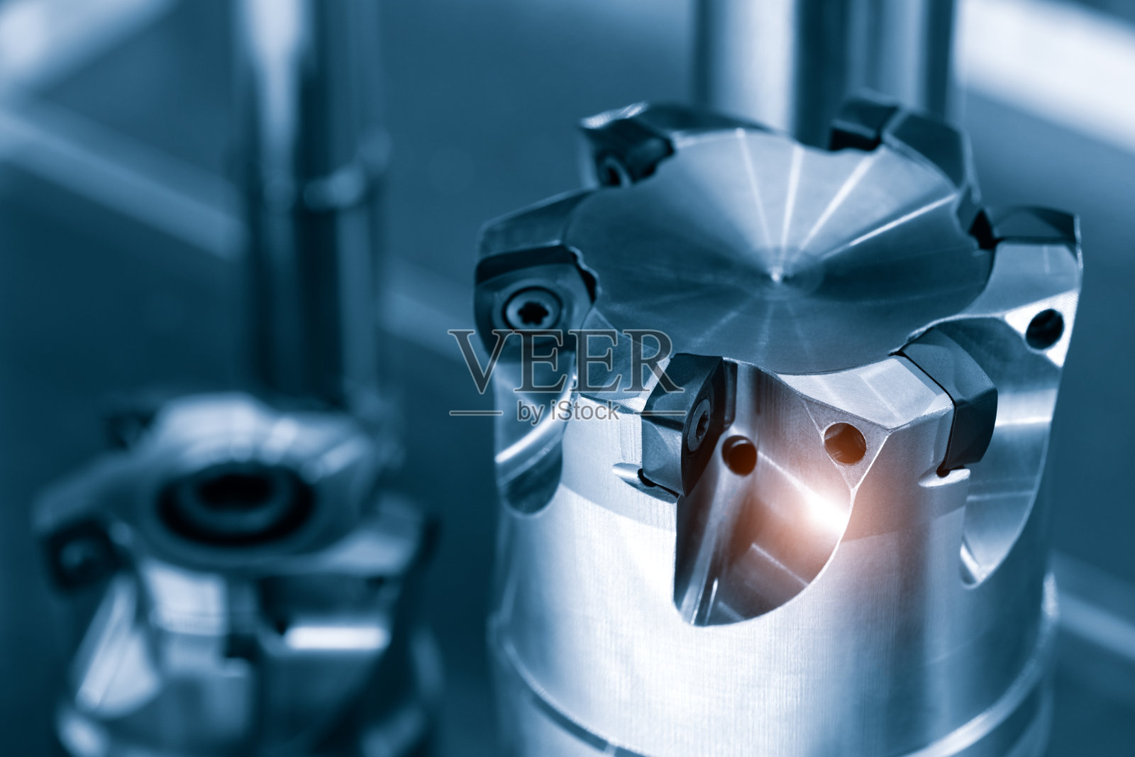 工业金属加工铣刀特写，工业概念背景照片摄影图片
