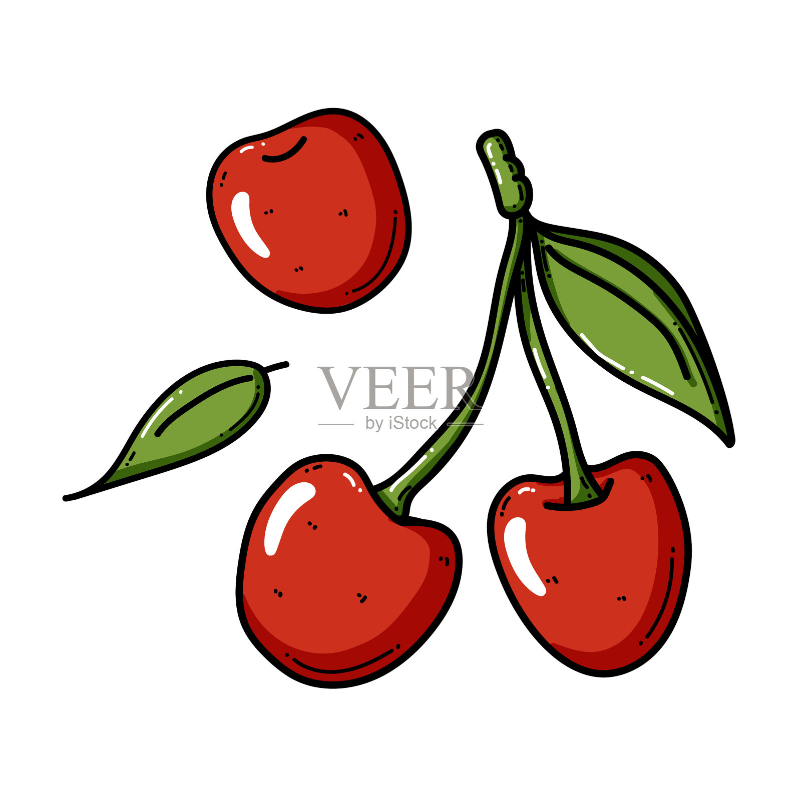 樱桃五颜六色，孤立在设计元素图片
