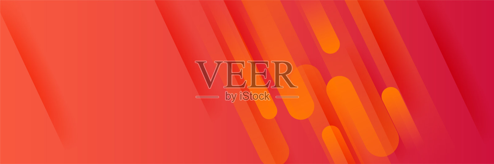 渐变抽象橙色彩色复古宽横幅设计背景。抽象彩色复古几何商业旗帜背景。矢量插图。插画图片素材