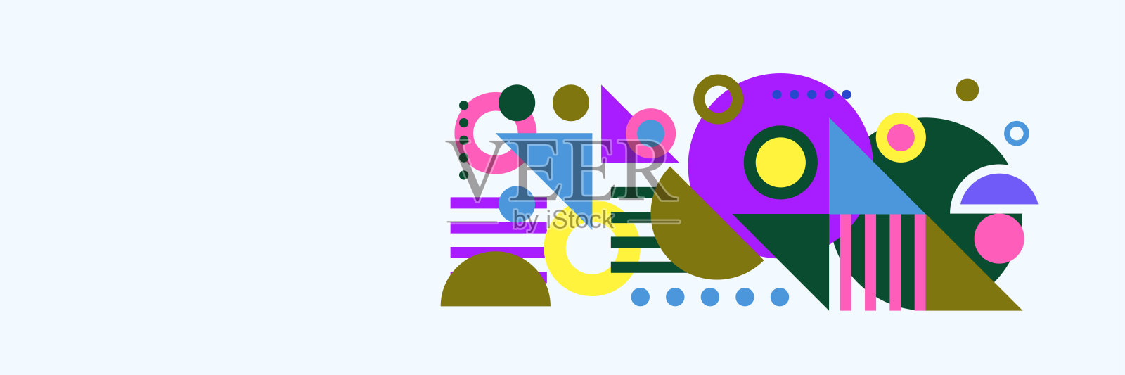 展示抽象的彩色复古宽横幅设计背景。抽象彩色复古几何商业旗帜背景。矢量插图。插画图片素材