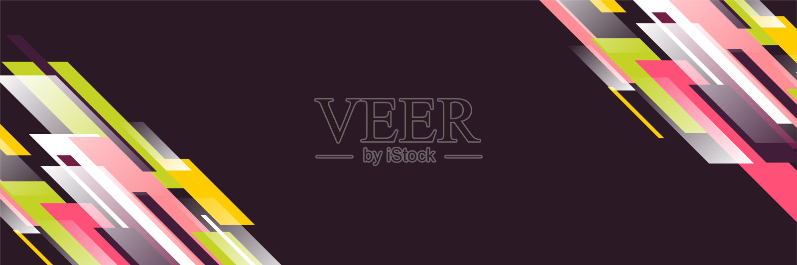 渐变条纹抽象黑色彩色复古宽横幅设计背景。现代抽象几何旗帜背景。插画图片素材