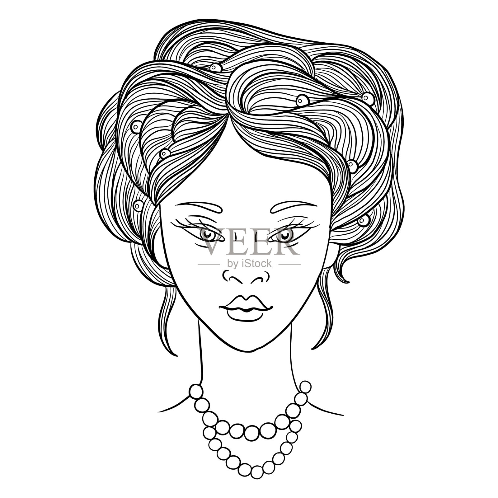 画幻想发型的亚洲女孩设计元素图片