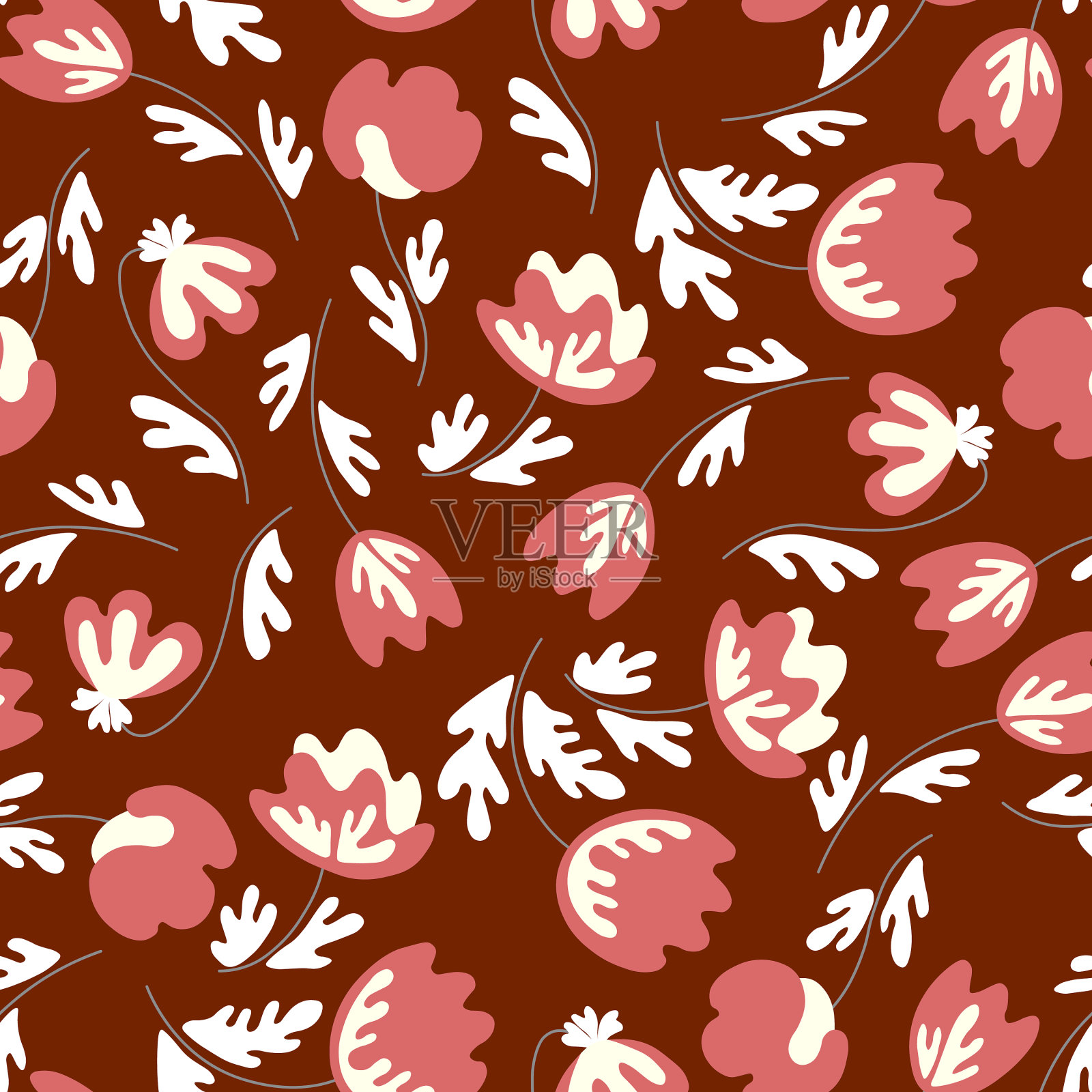 基于传统民俗的无缝花卉图案插画图片素材